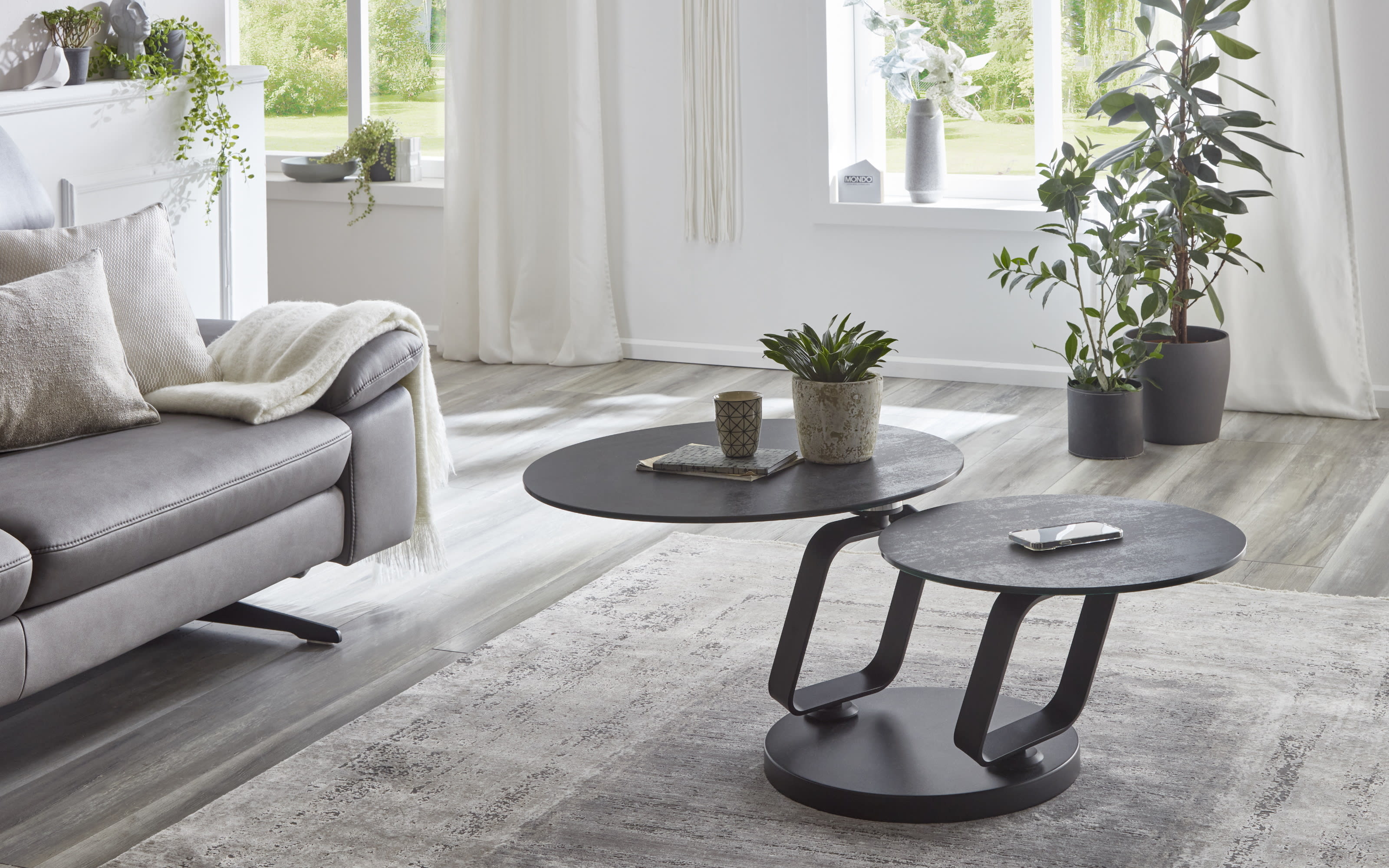 Couchtisch Ozone, Keramik Titan, inkl. Schwenk-Funktion