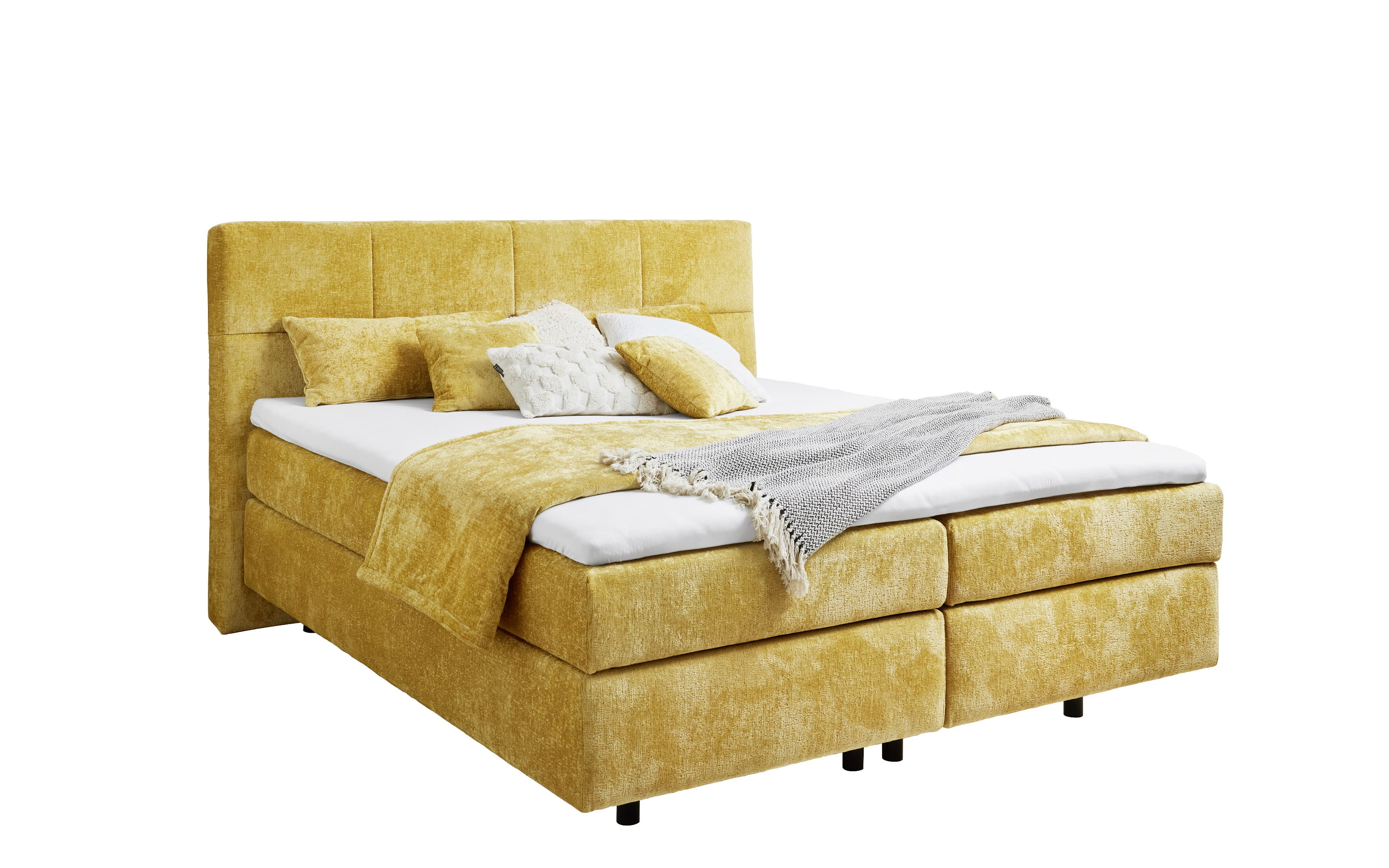 Boxspringbett Deluxe Edition, gelb, 180 x 200 cm