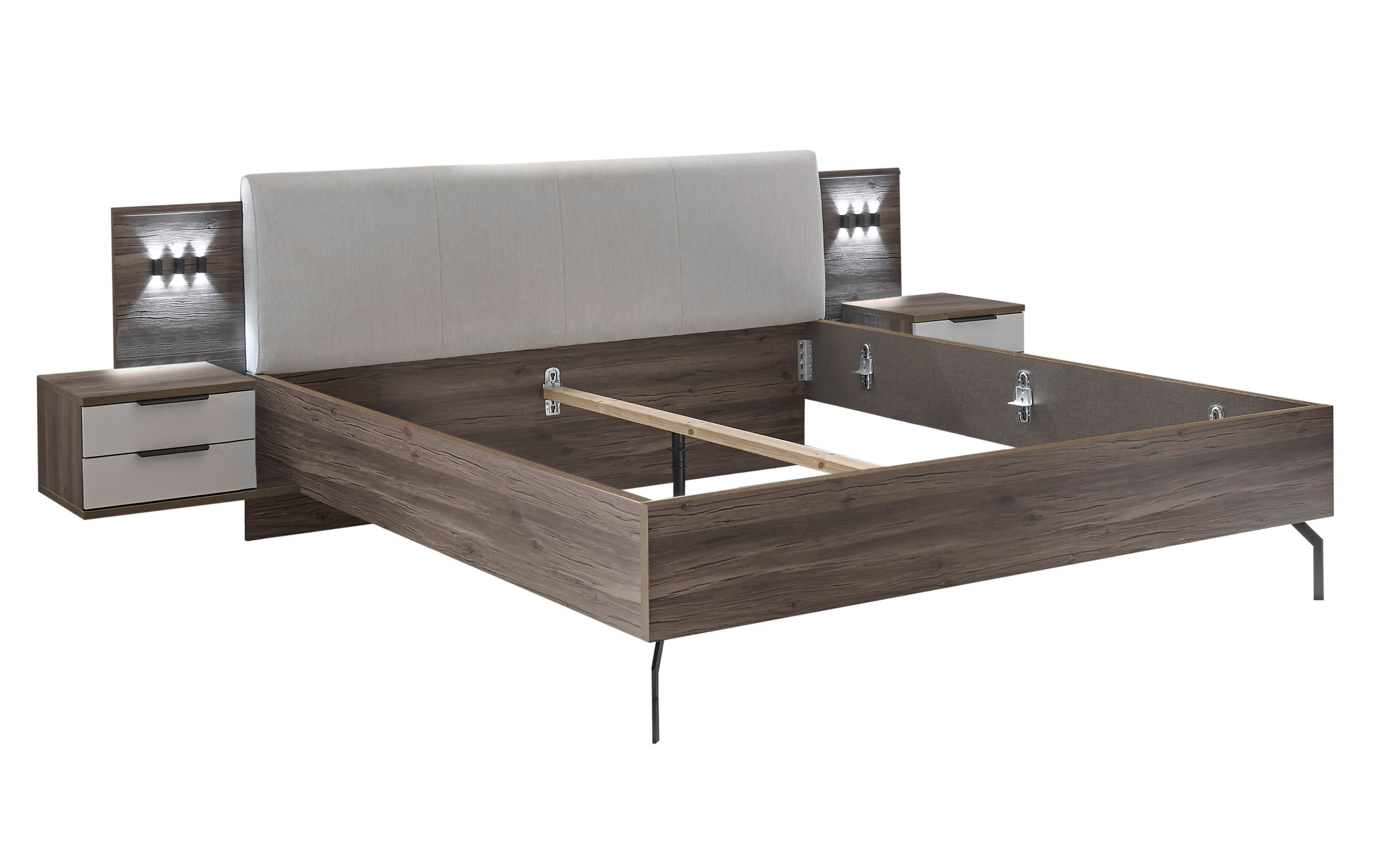 Schlafzimmer Alis, hellgrau, 180 x 200 cm, Schrank 270 x 225 cm