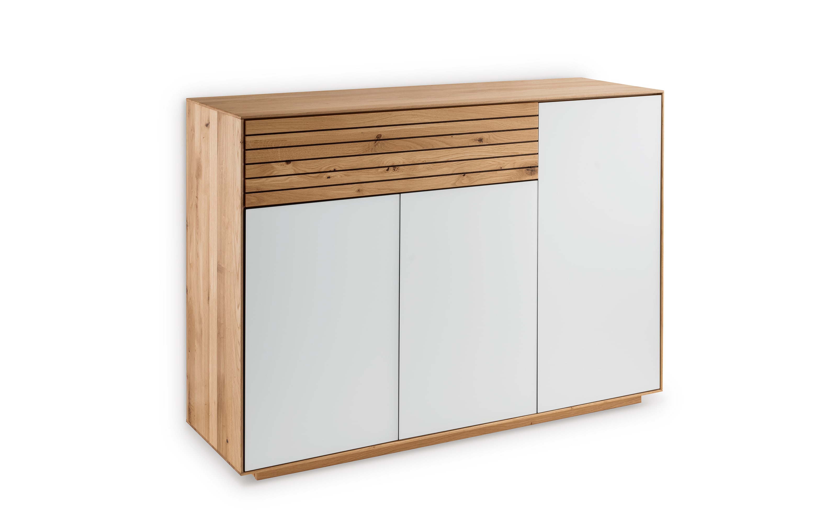 Sideboard Riva, Eiche massiv/weiß, inkl. Push-to-Open Funktion 