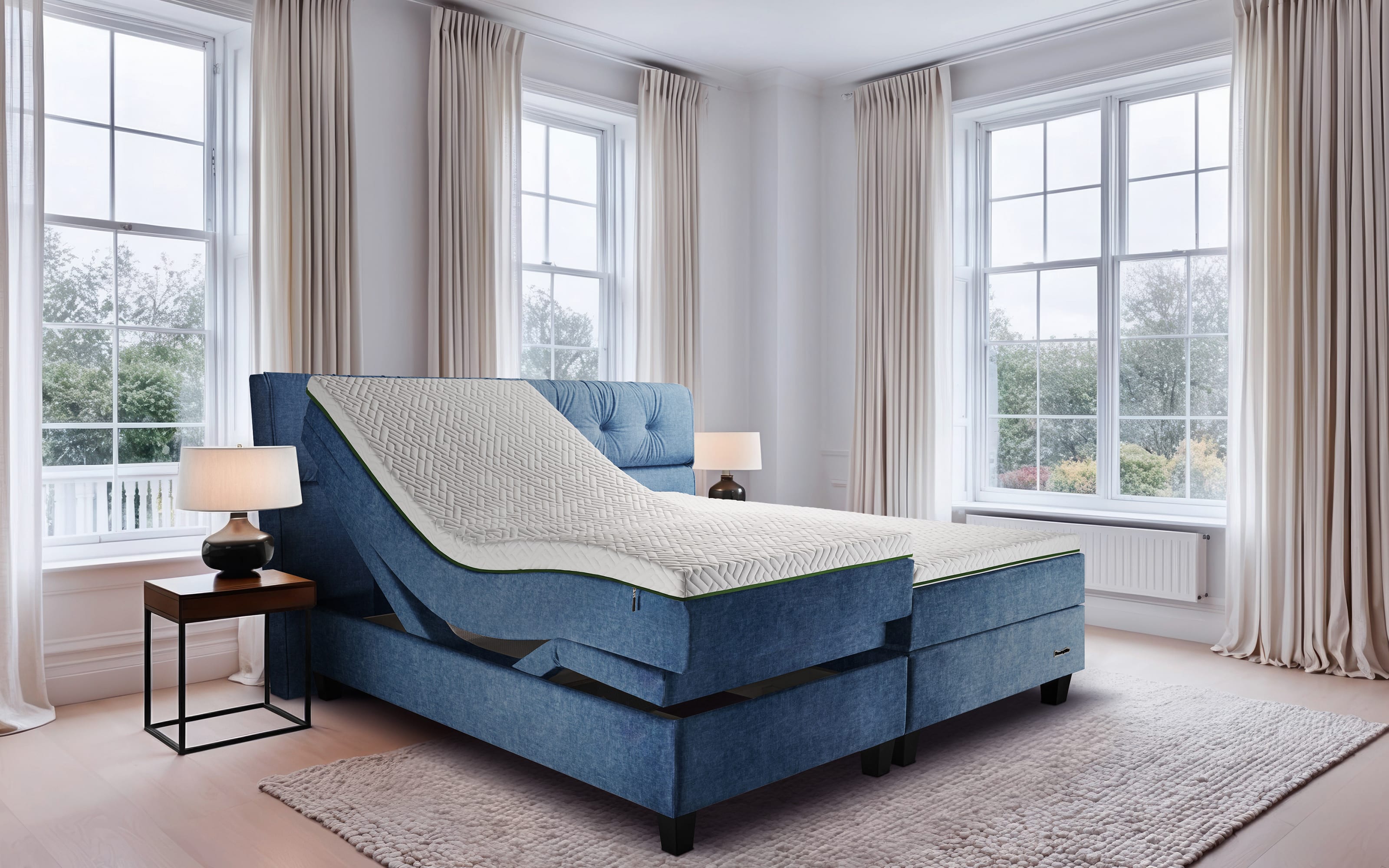 Boxspringbett Dunlopillo Superior, blau, 180 x 200 cm