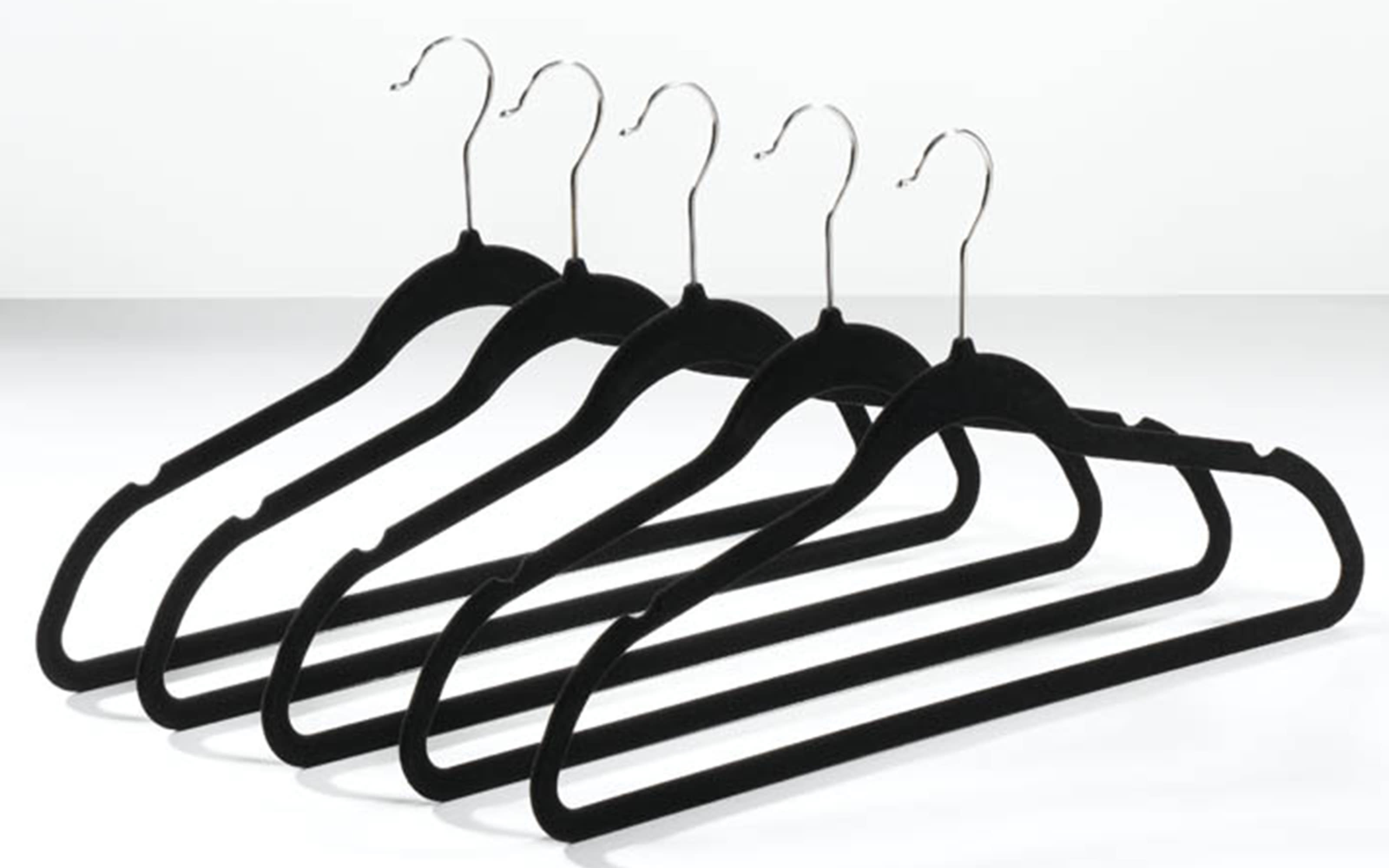 Kleiderbügel mit Hosenaufhänger, schwarz, 5er Set