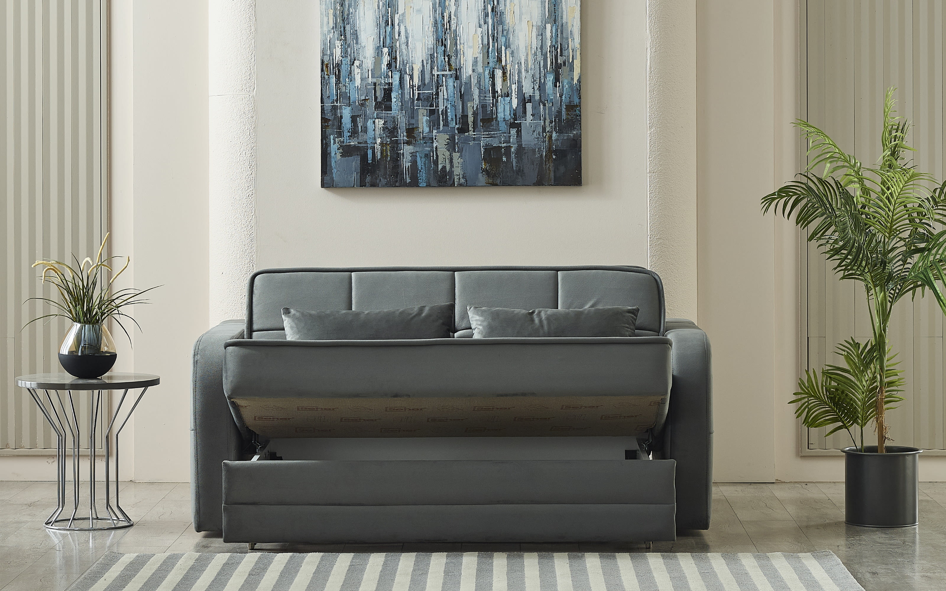 Schlafsofa Moleron, dunkelgrau, 145 x 194 cm