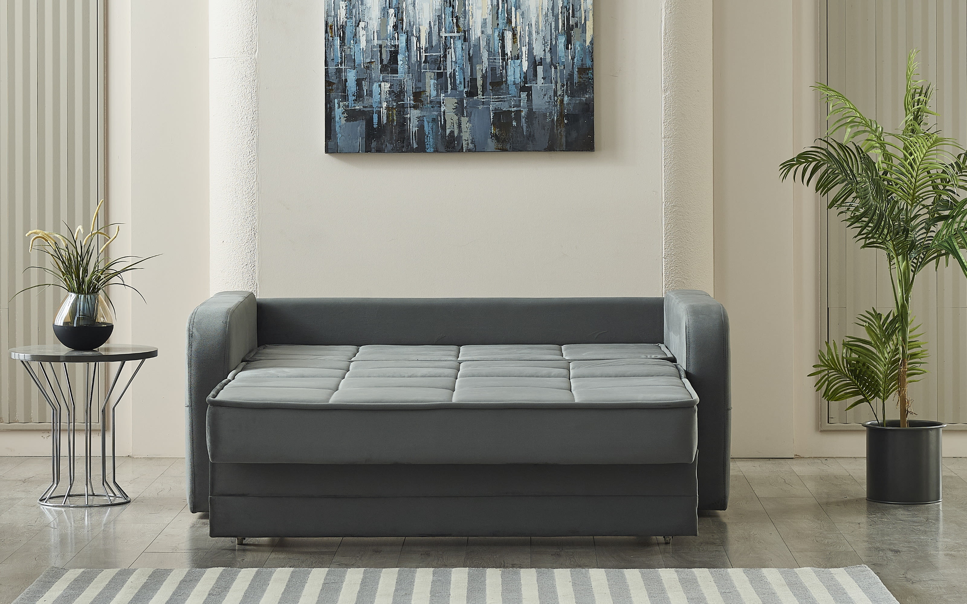 Schlafsofa Moleron, dunkelgrau, 145 x 194 cm