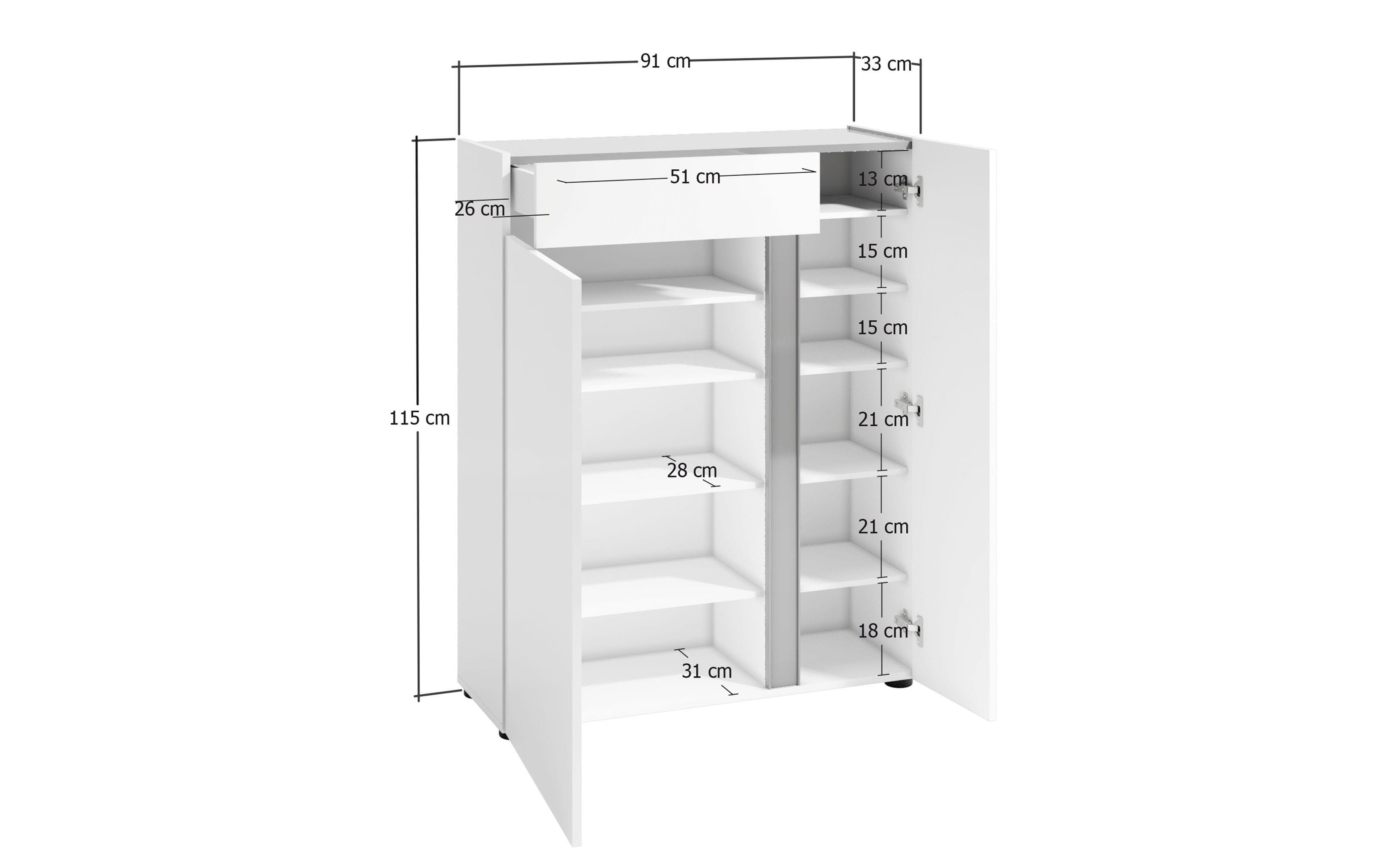 Schuhschrank I 115 online Hardeck kaufen weiß, Atrium, cm bei 91 x