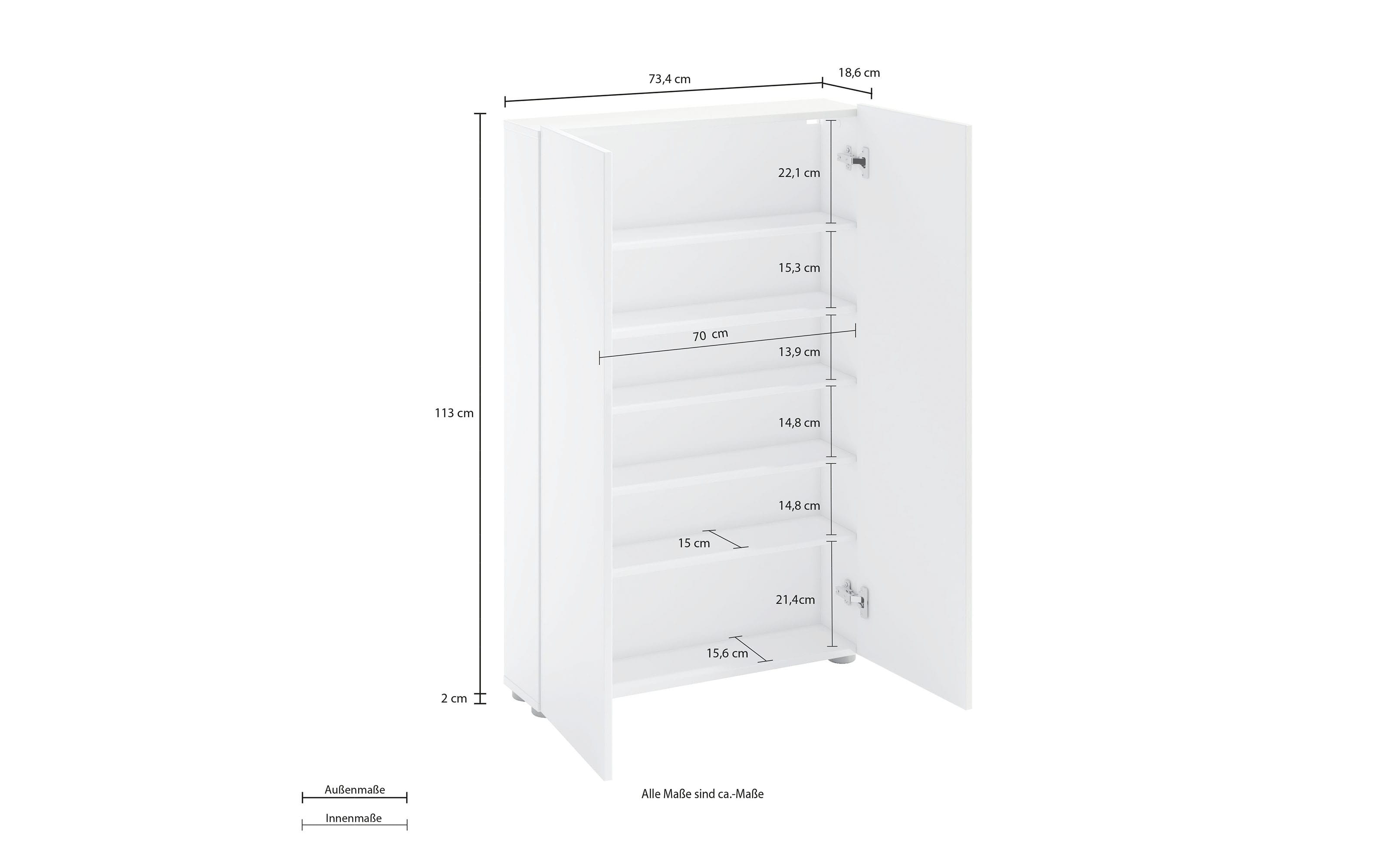 Schuhschrank Spazio, weiß, 74 x 115 cm