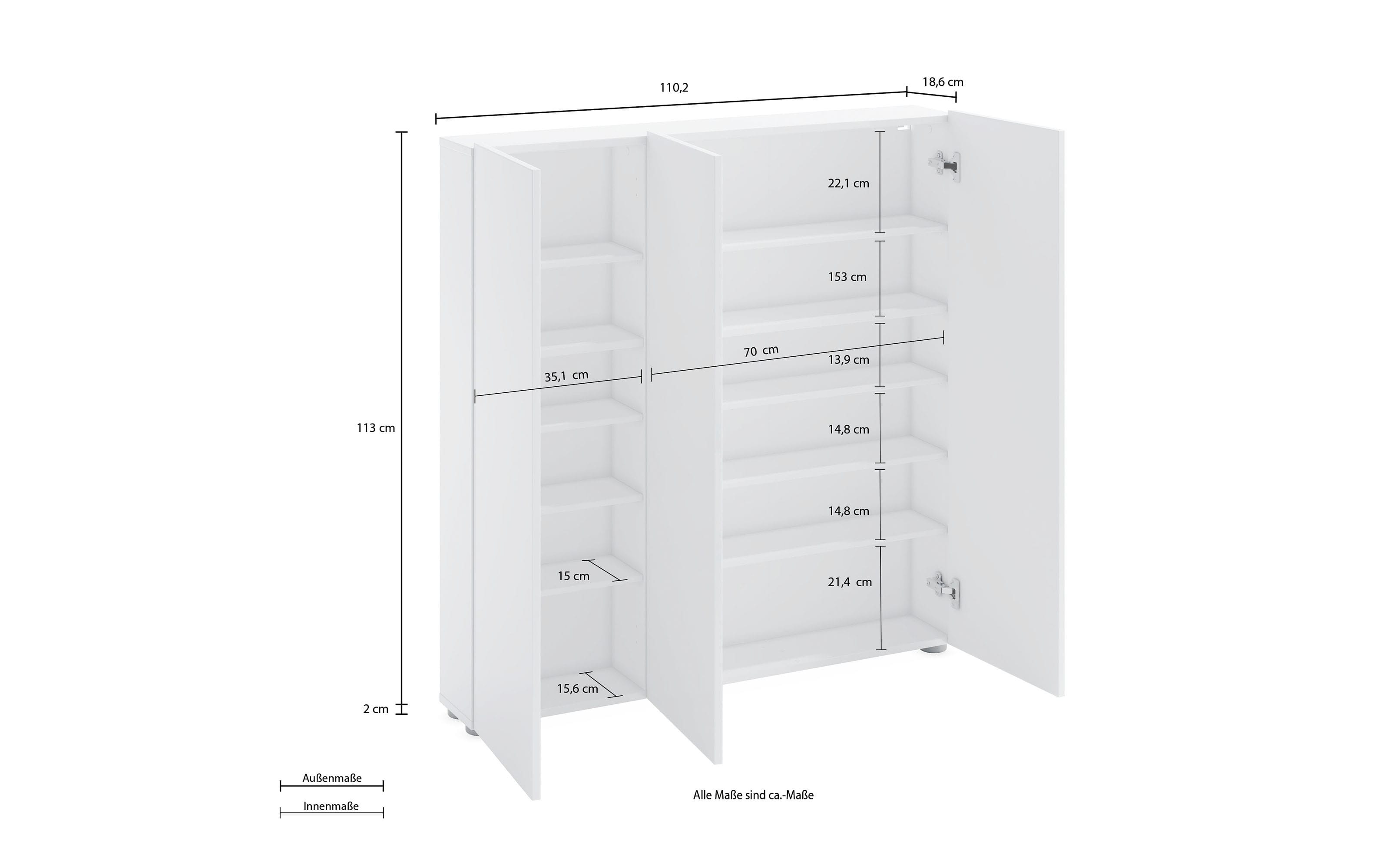 Schuhschrank Spazio, weiß, 110 x 115 cm