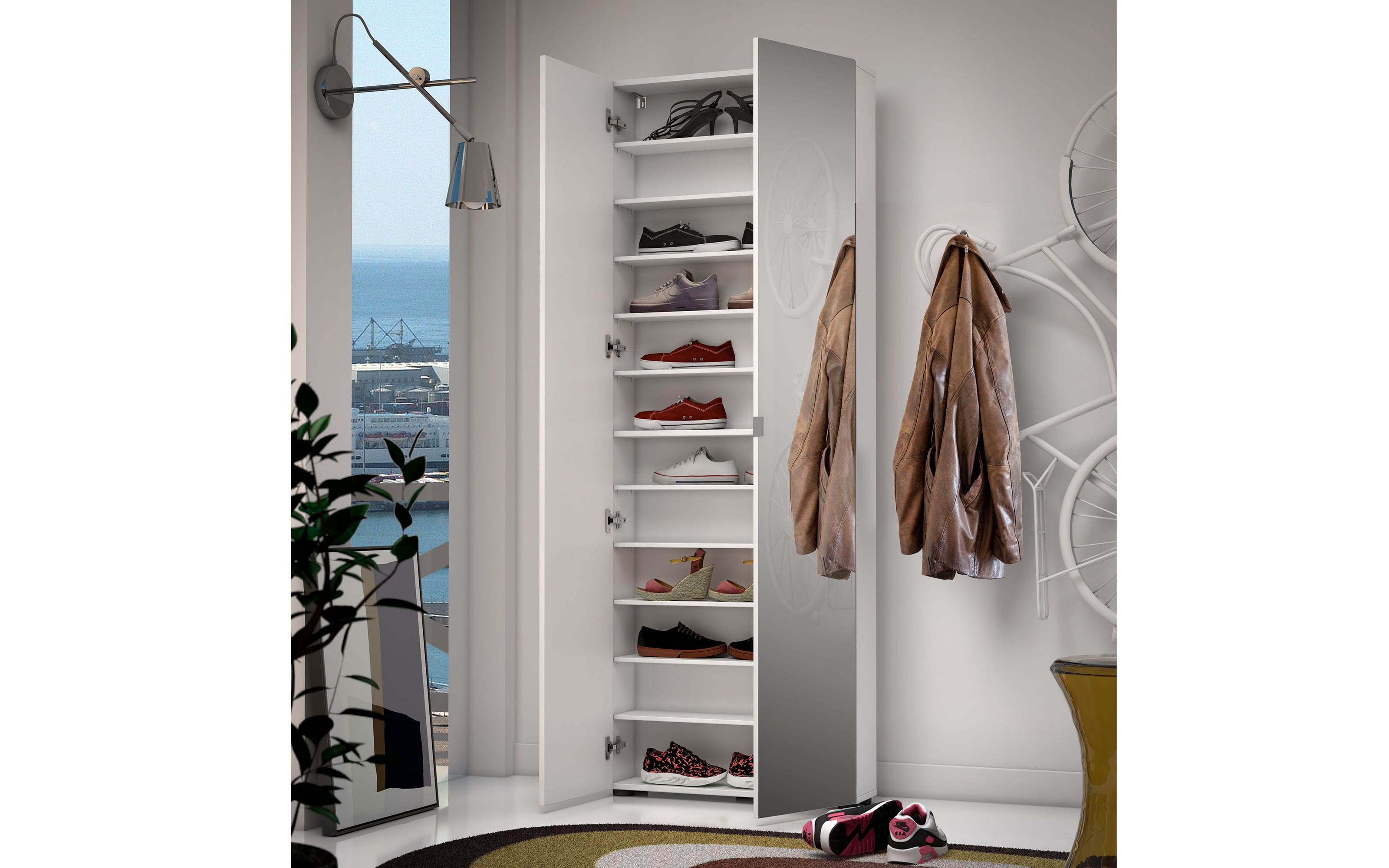 Schuhschrank Spazio, weiß, 74 x 200 cm