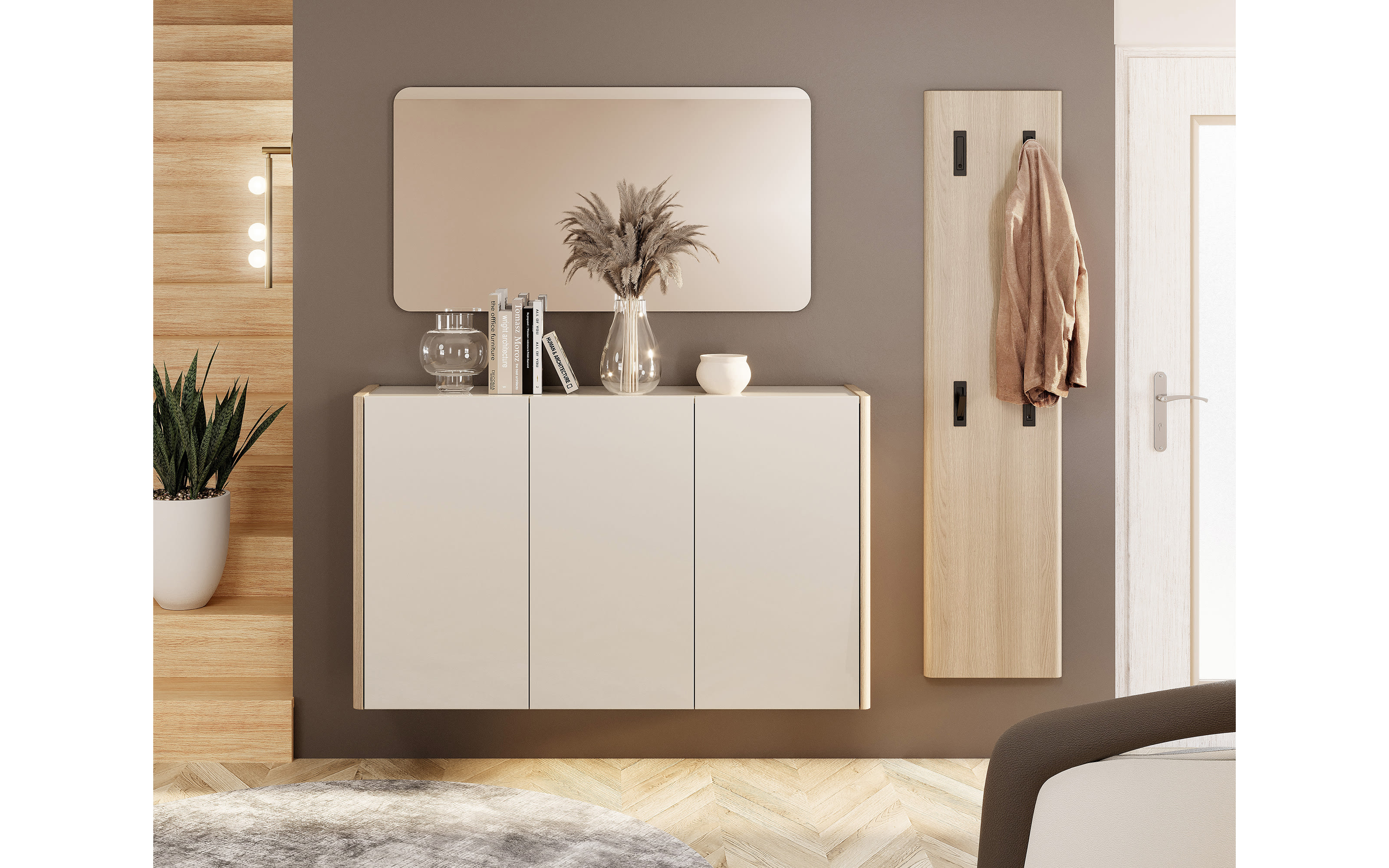 Schuhschrank Dillon, Eiche Lindberg-Nachbildung/grau