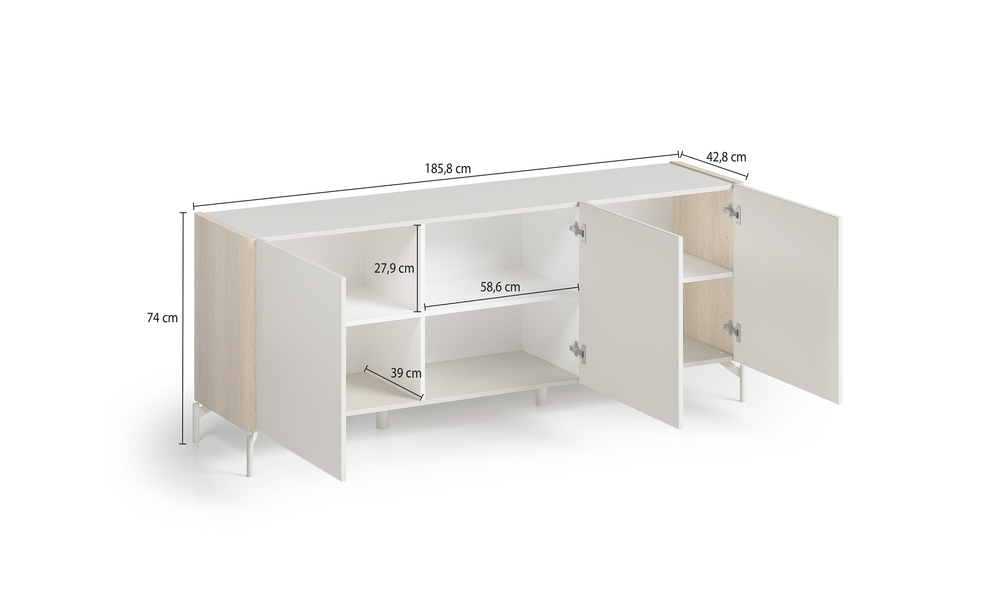 Sideboard Dillon, Eiche Lindberg-Nachbildung/grau