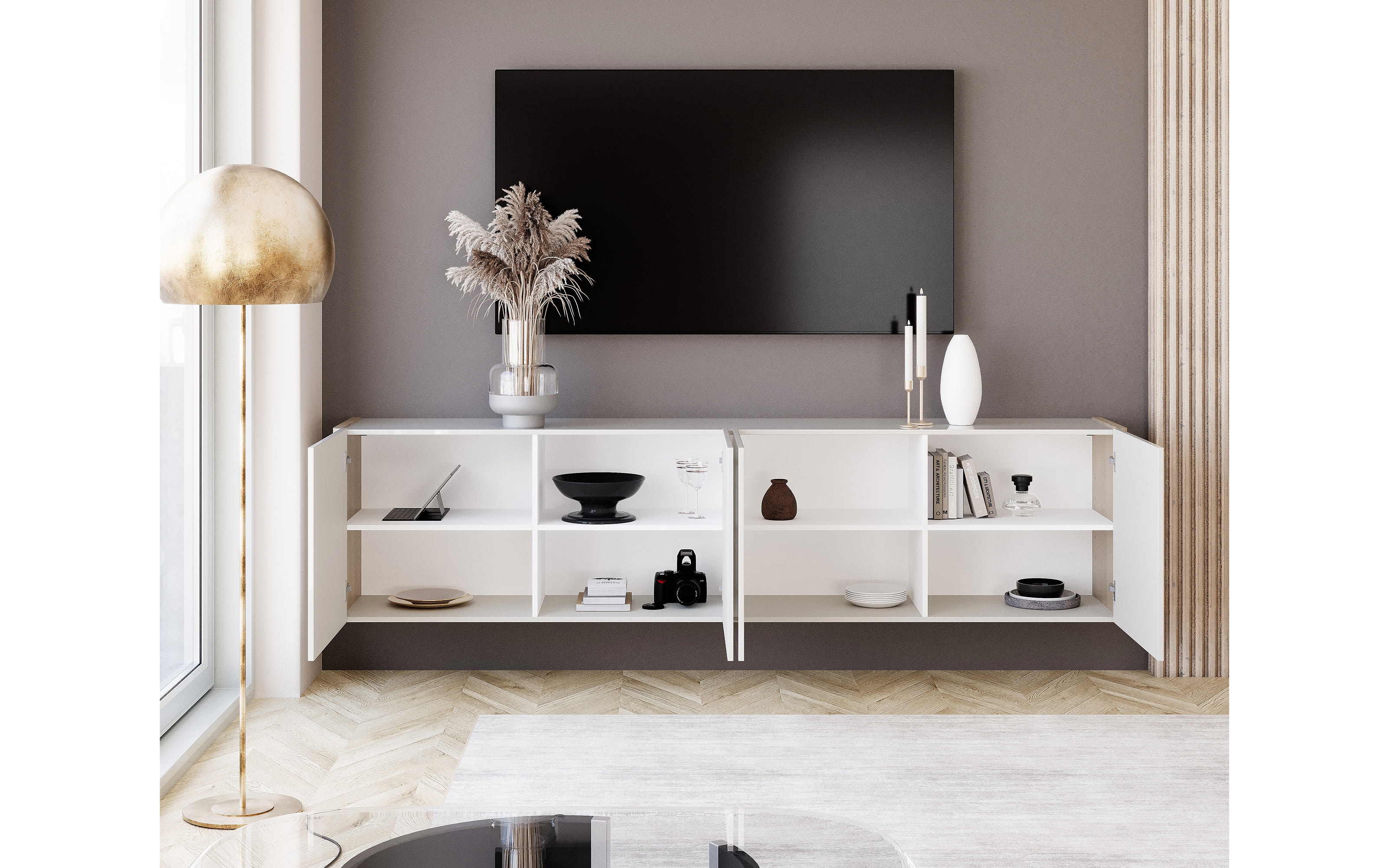 Sideboard Dillon, Eiche Lindberg-Nachbildung/grau