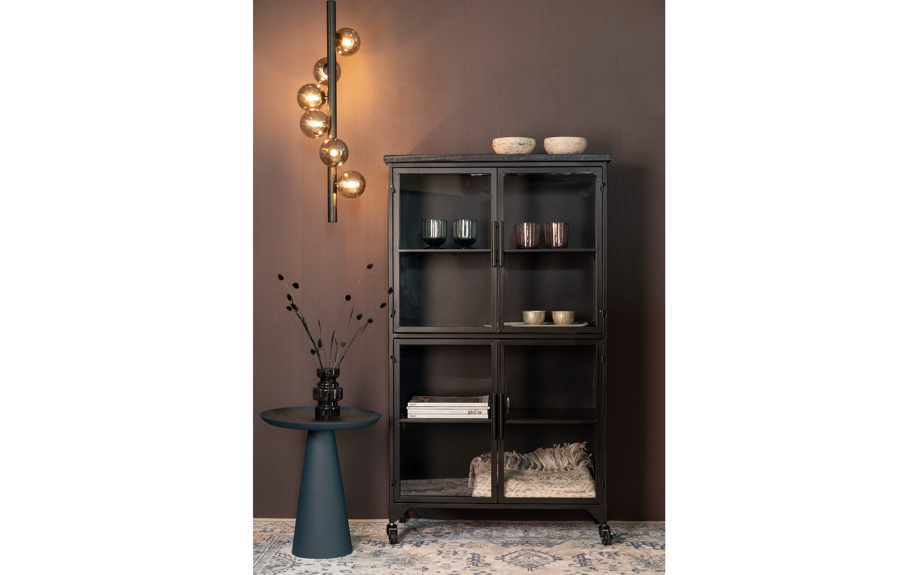 Kabinett Ferre L in Vintage schwarz, 76 cm 