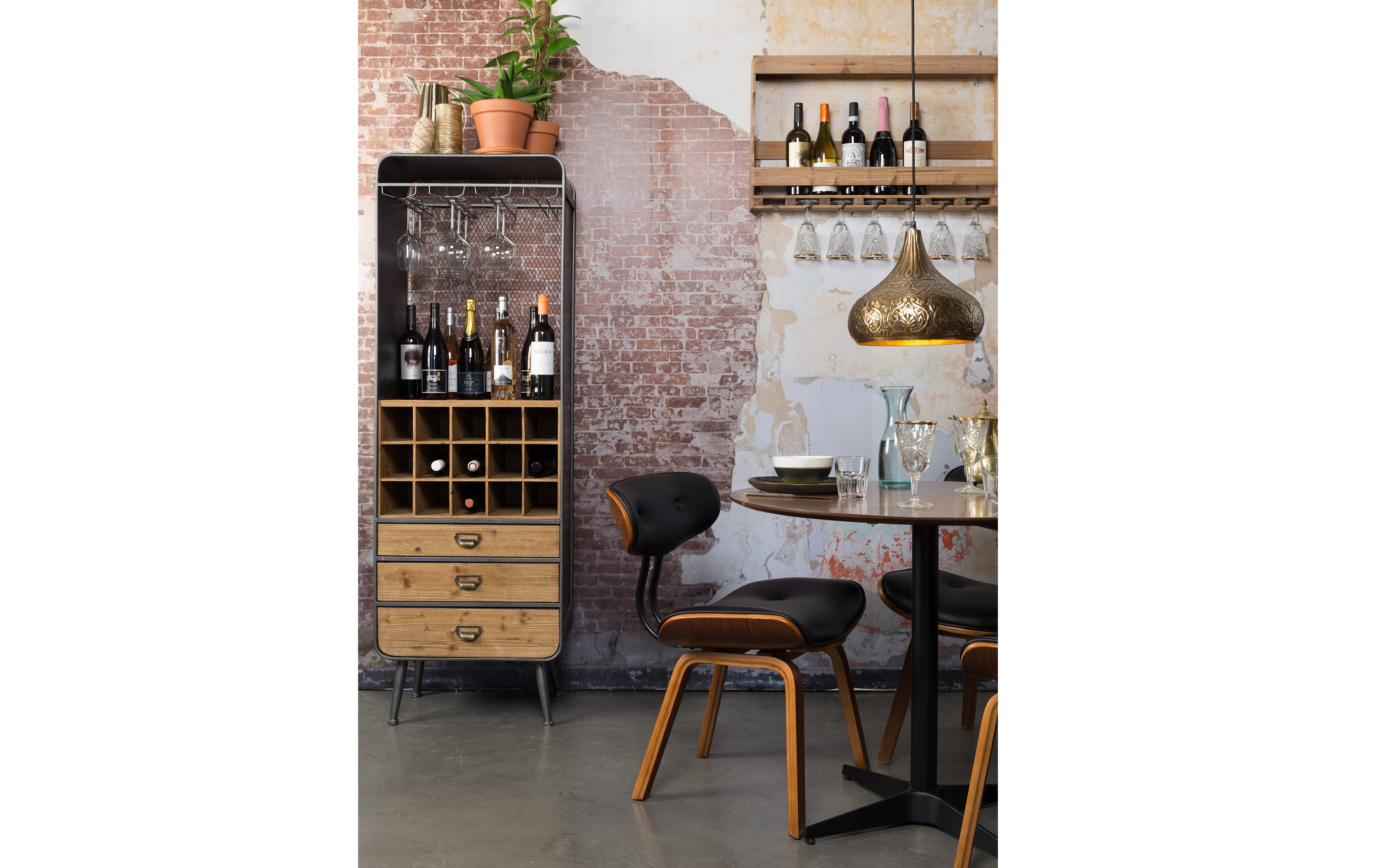 Kabinett Vino, Tanne massiv, anthrazit, 56 cm 
