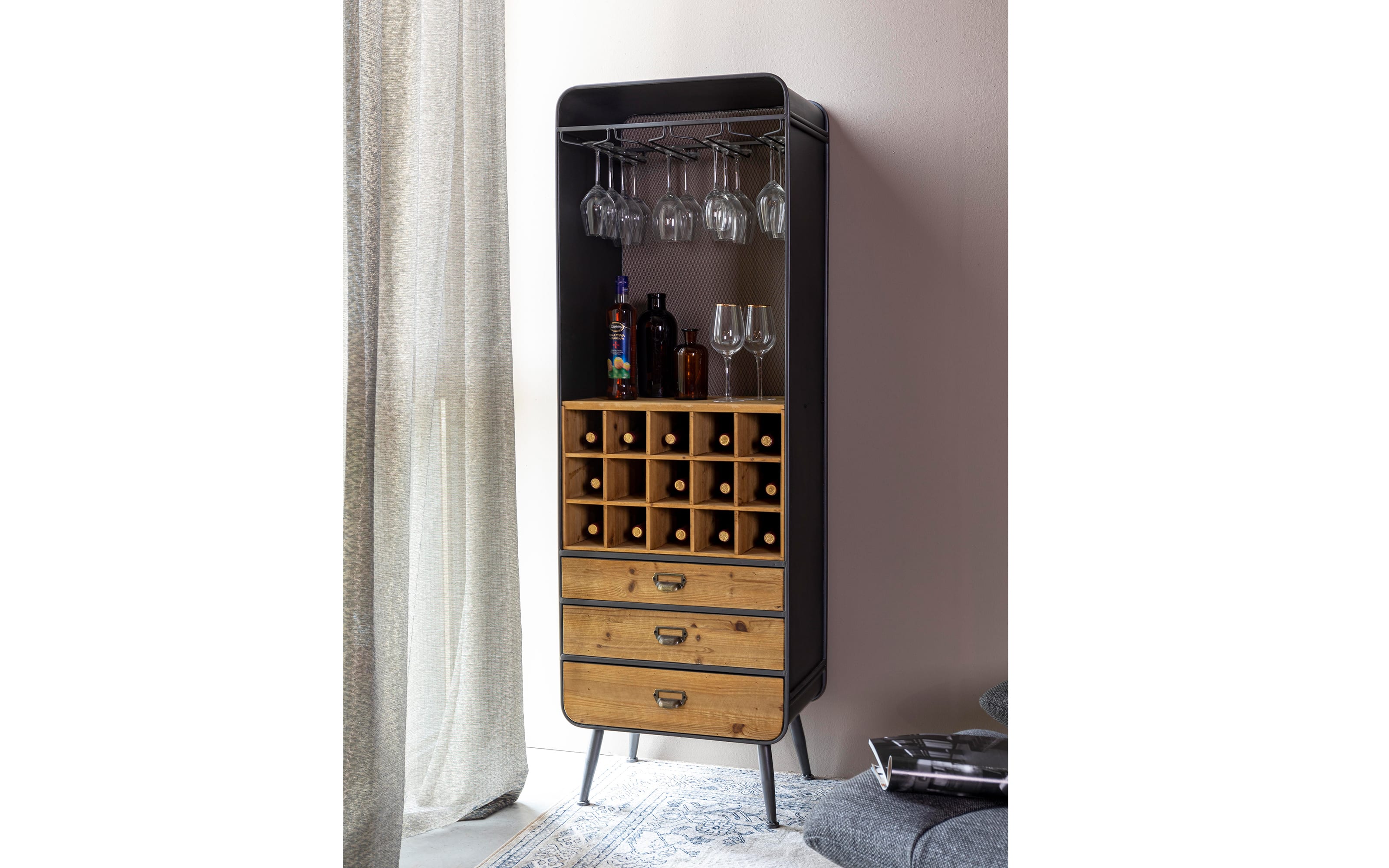 Kabinett Vino, Tanne massiv, anthrazit, 56 cm 
