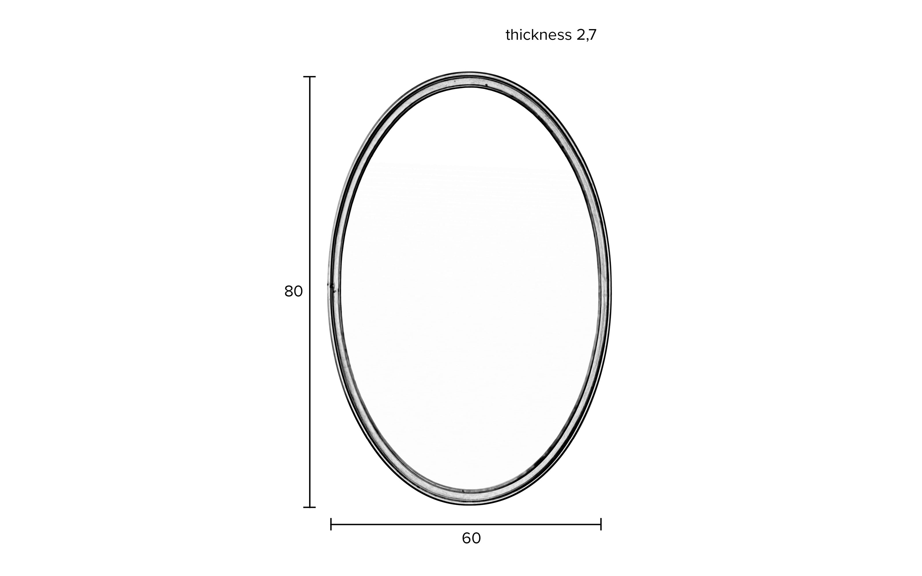 Spiegel Matz Oval M, schwarz, 60 x 80 cm 