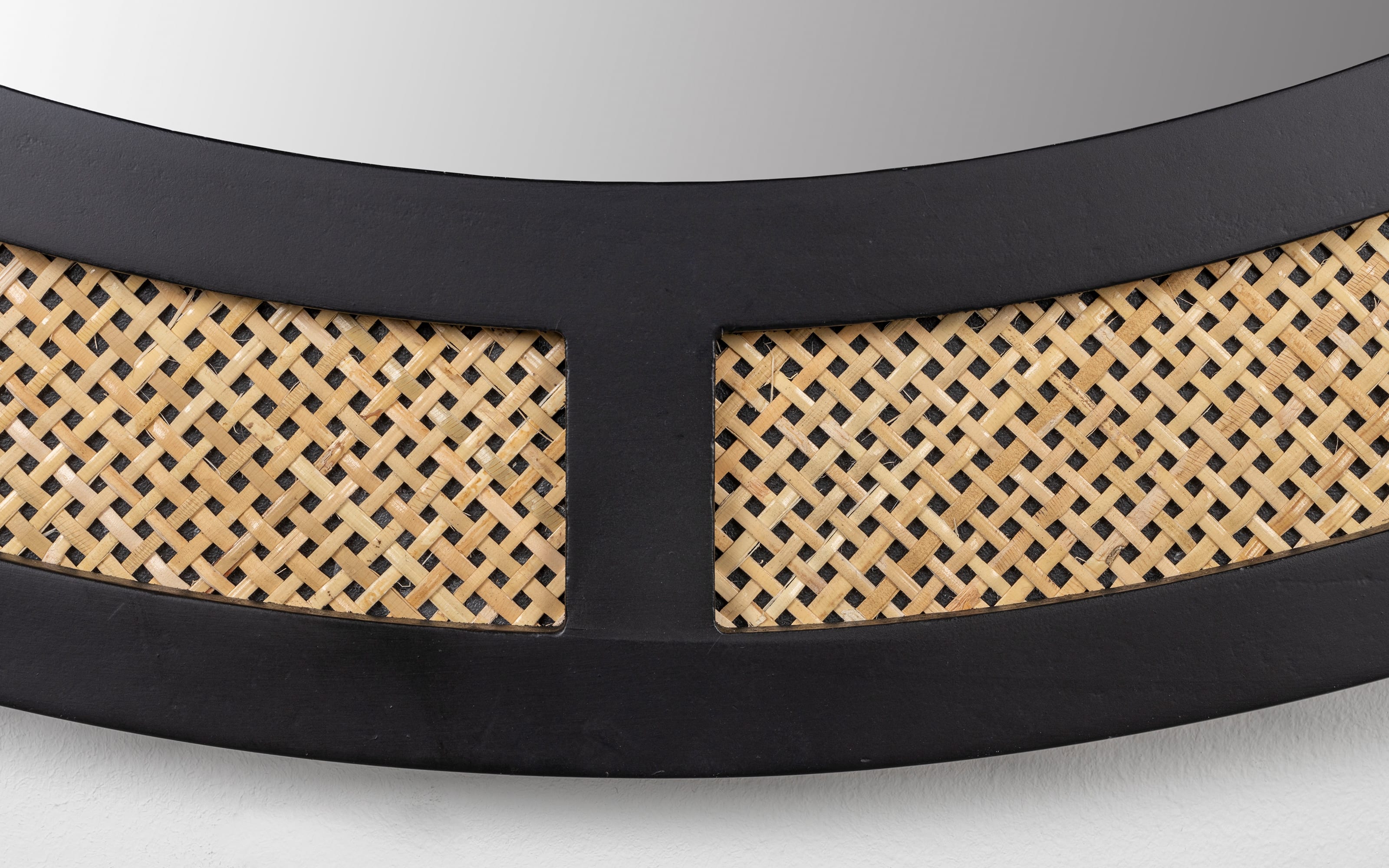 Spiegel Aida Round, schwarz/Rattan, 76 cm