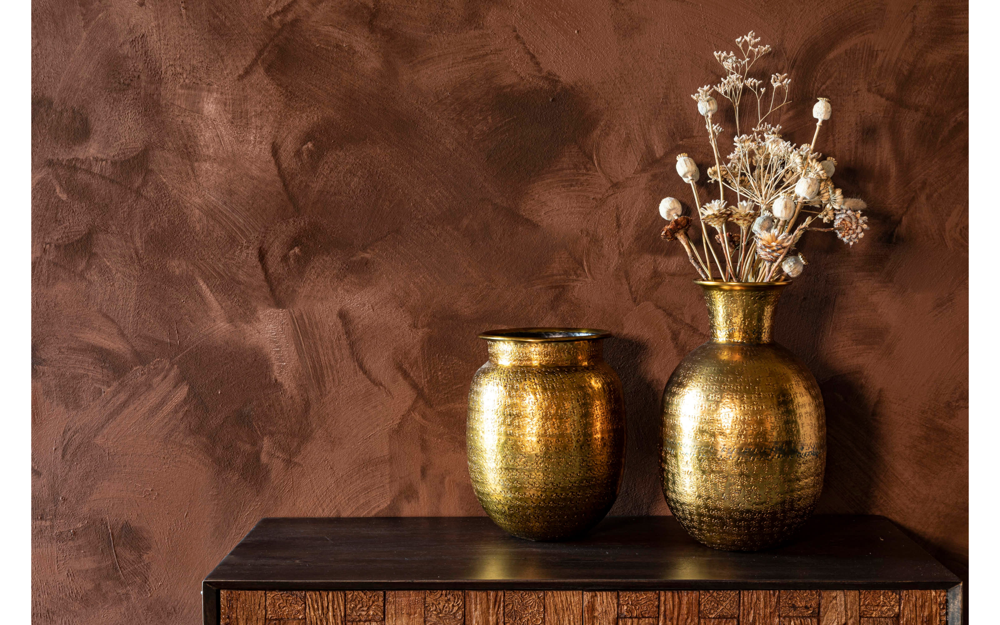 Vase Bahir aus Aluminium in gold, 40 cm