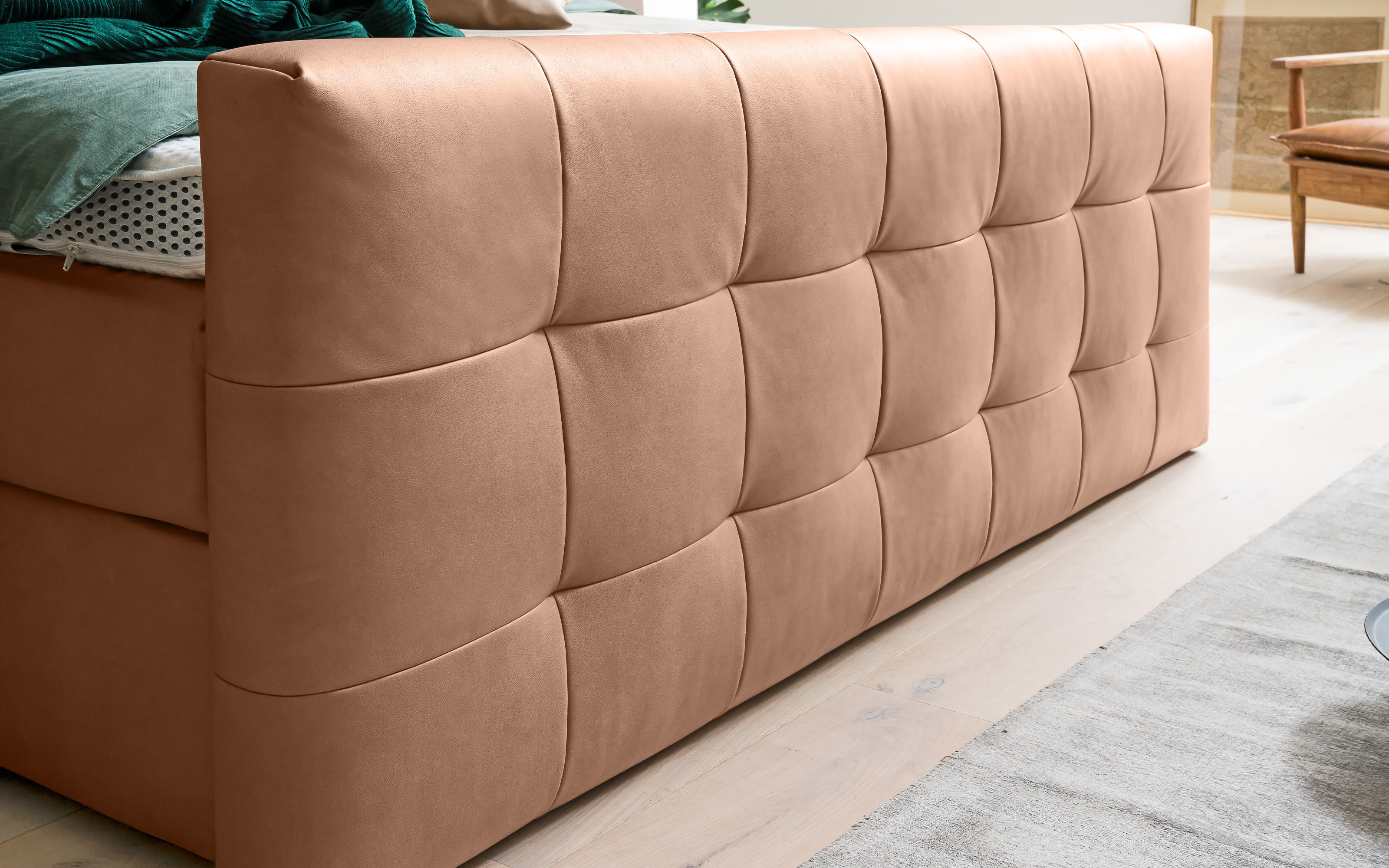 Motor-Boxspringbett Barell, cognac, 180 x 200 cm, Härtegrad 3 und 4