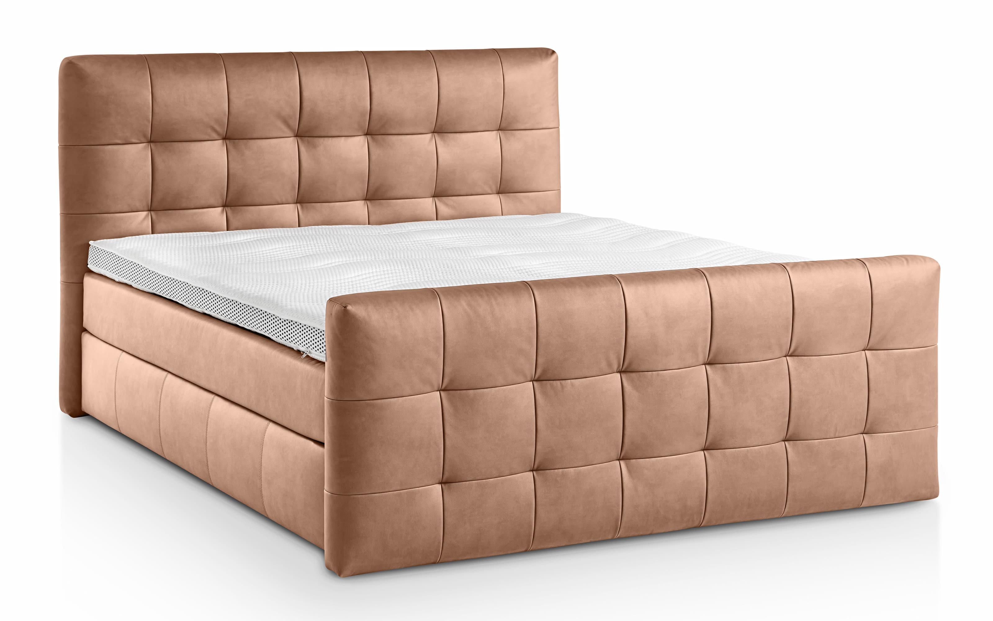 Motor-Boxspringbett Barell, cognac, 180 x 200 cm, Härtegrad 3 und 4