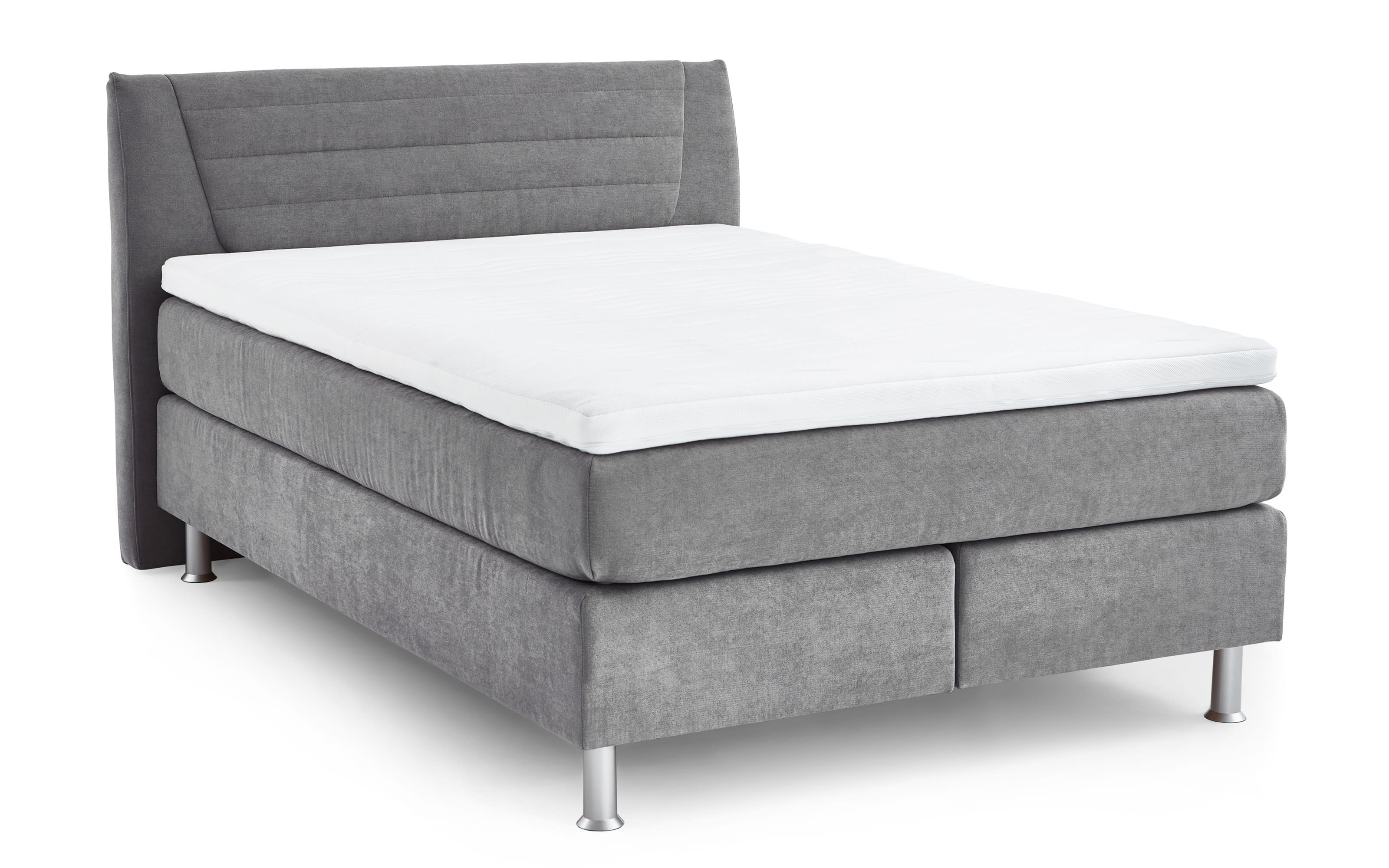 Boxspringbett Luvara, grau, 140 x 200 cm, Härtegrad 3