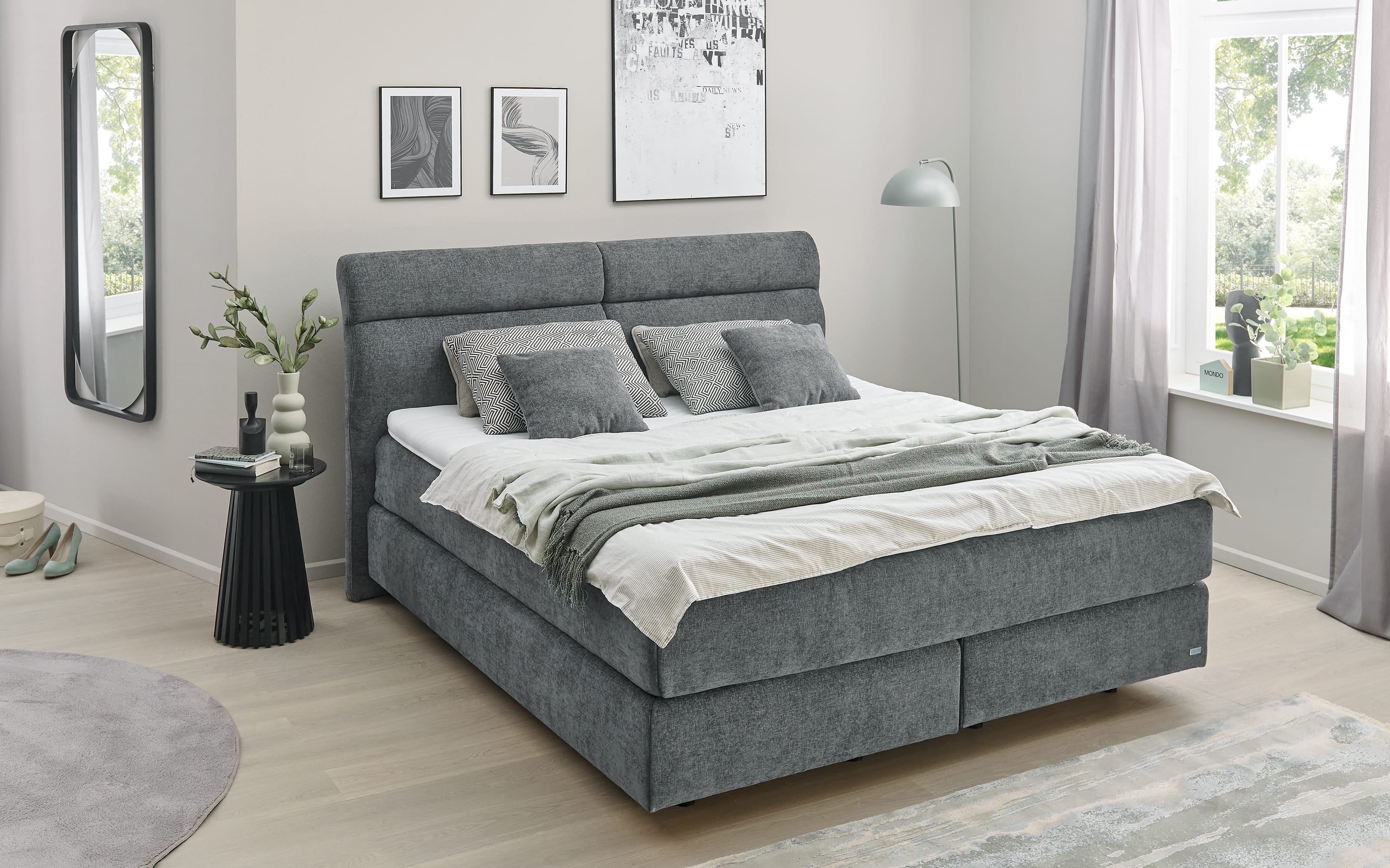 Boxspringbett Mondo Luvara BX 2.0, anthrazit, 180 x 200 cm