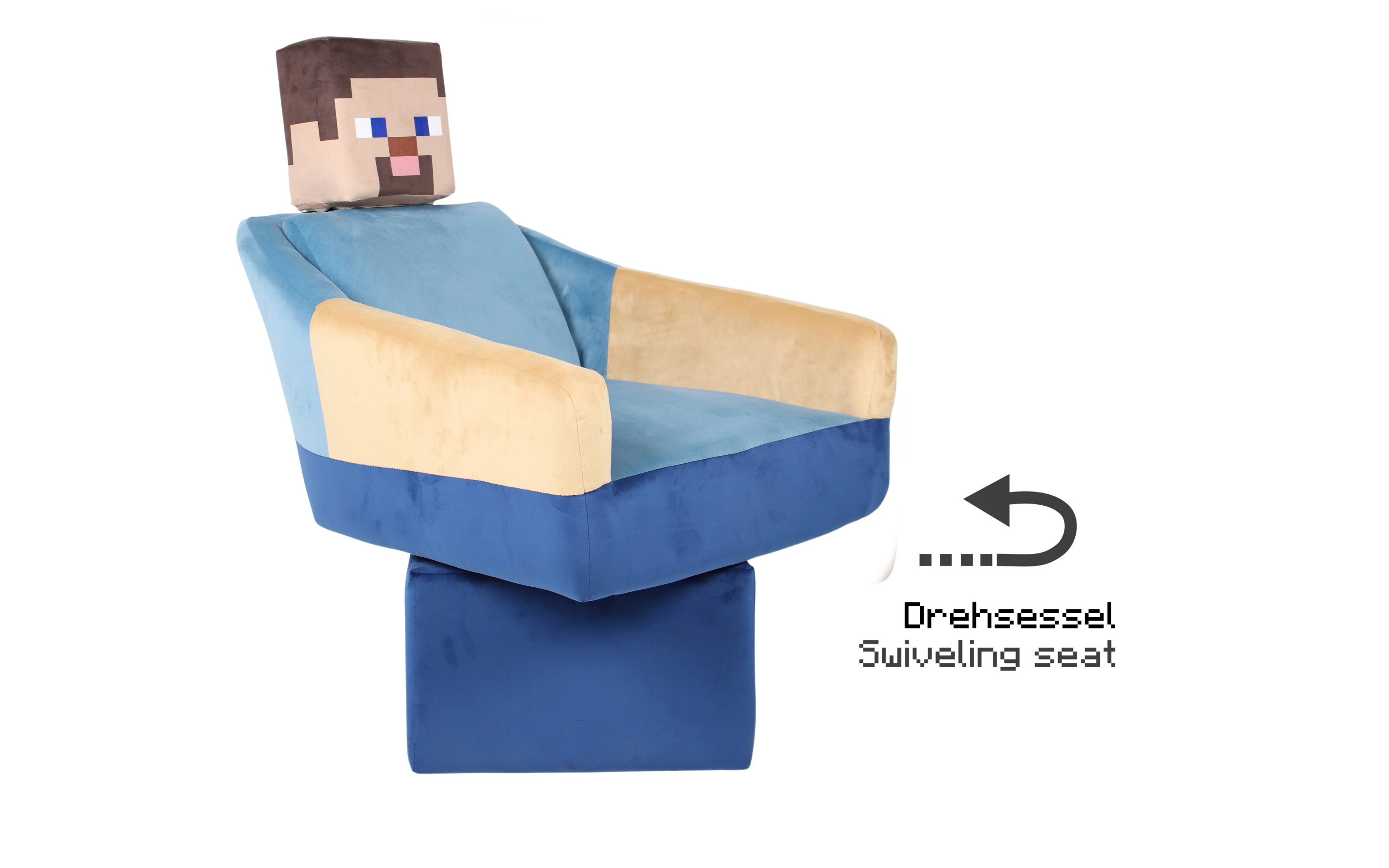 Minecraft Drehsessel Steve, blau/beige