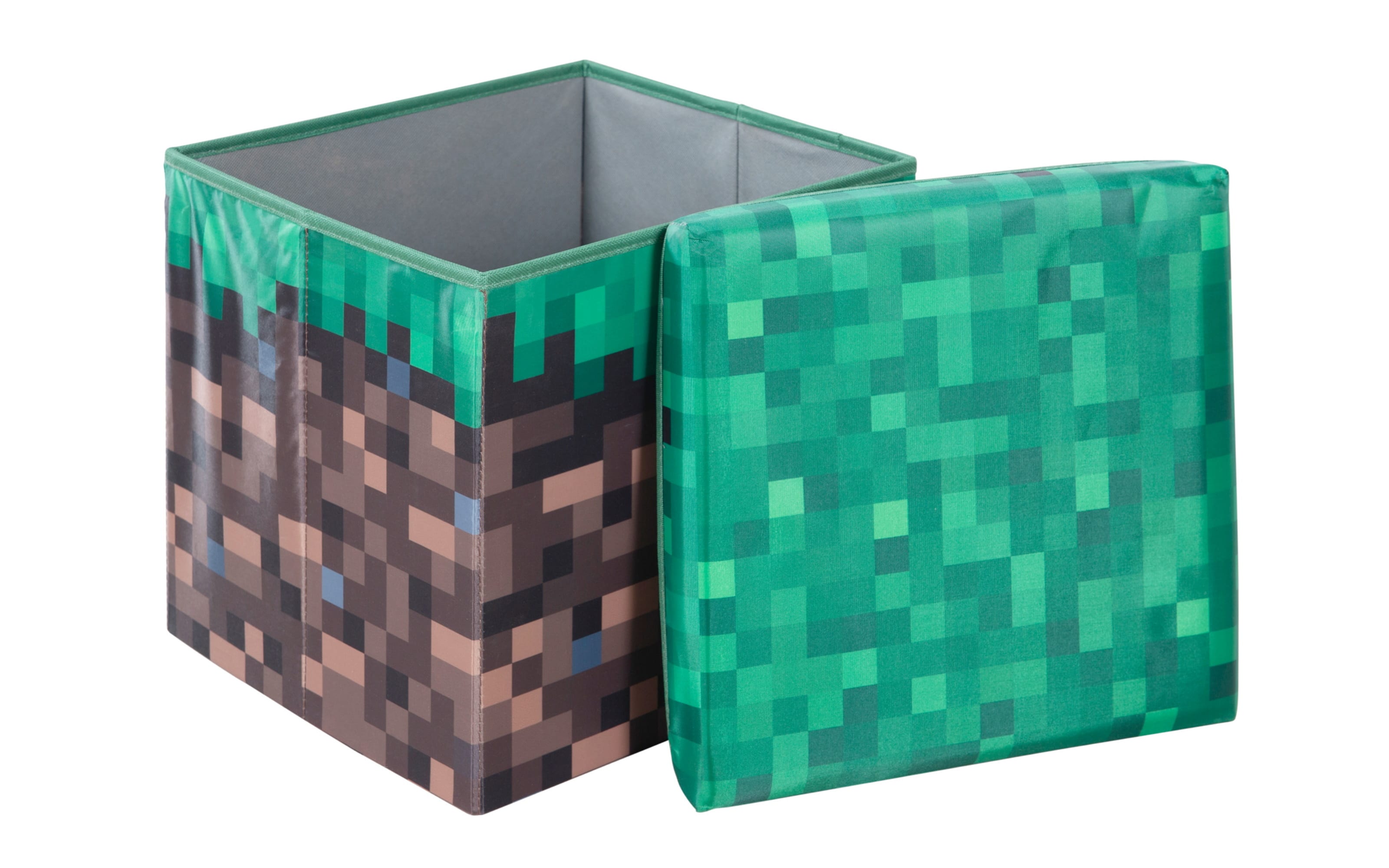 Minecraft Sitz- und Aufbewahrungsbox Grasblock, braun/grün