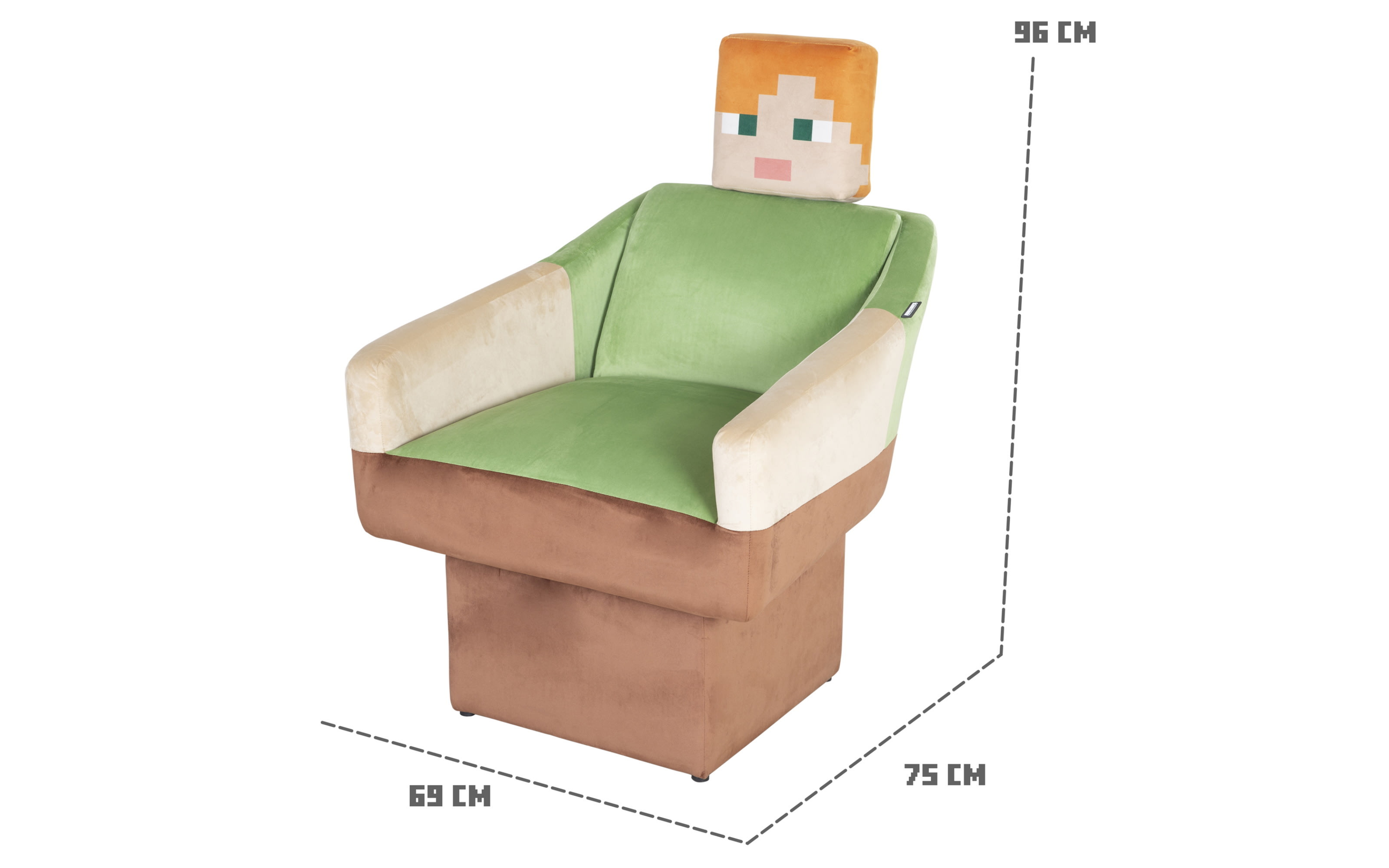 Minecraft Drehsessel Alex, grün/braun/beige