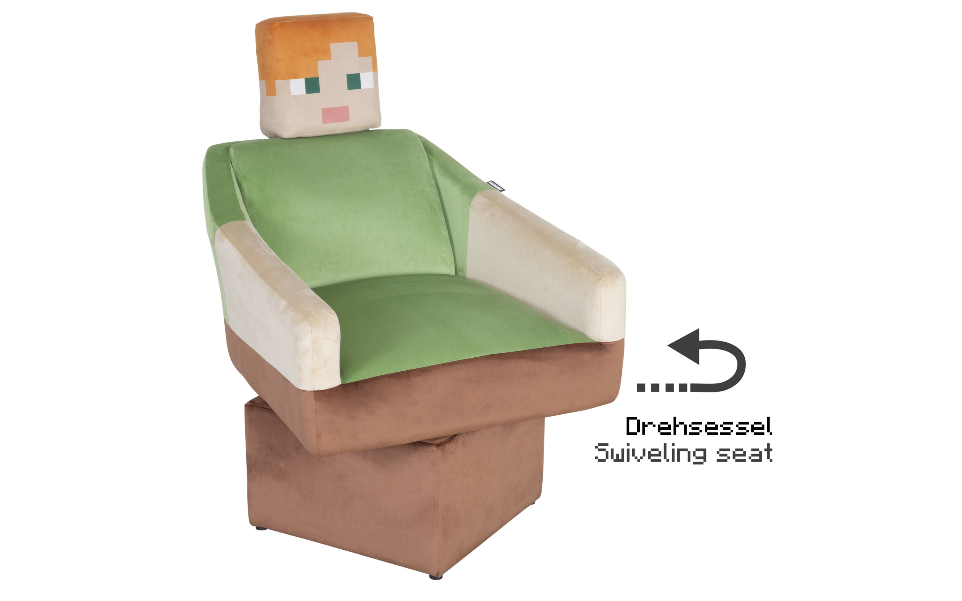 Minecraft Drehsessel Alex, grün/braun/beige