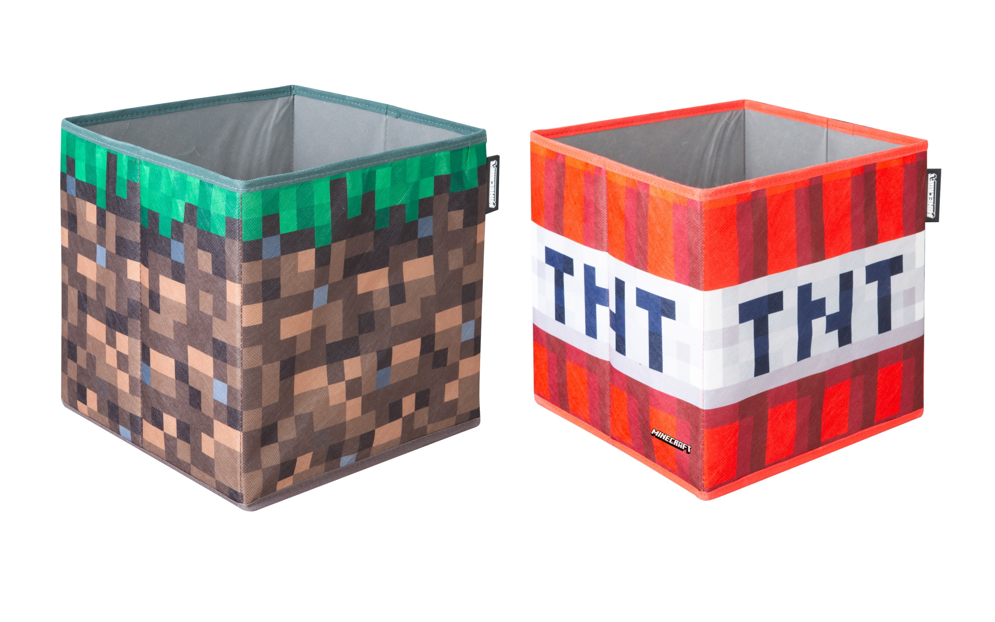 Minecraft Stoffboxen 2er-Set Grasblock und TNT, braun/rot