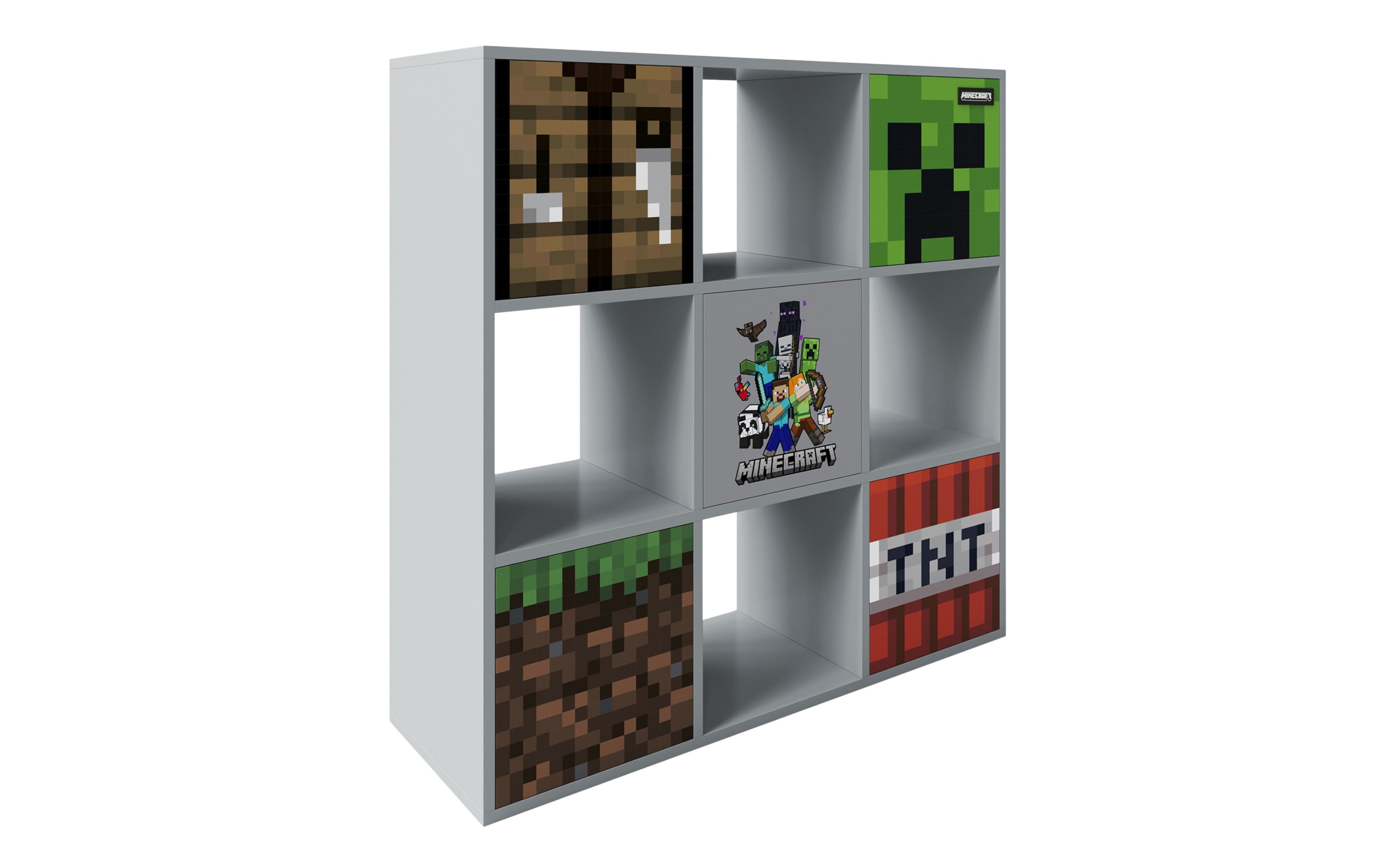 Minecraft Regal mit Türen, grau