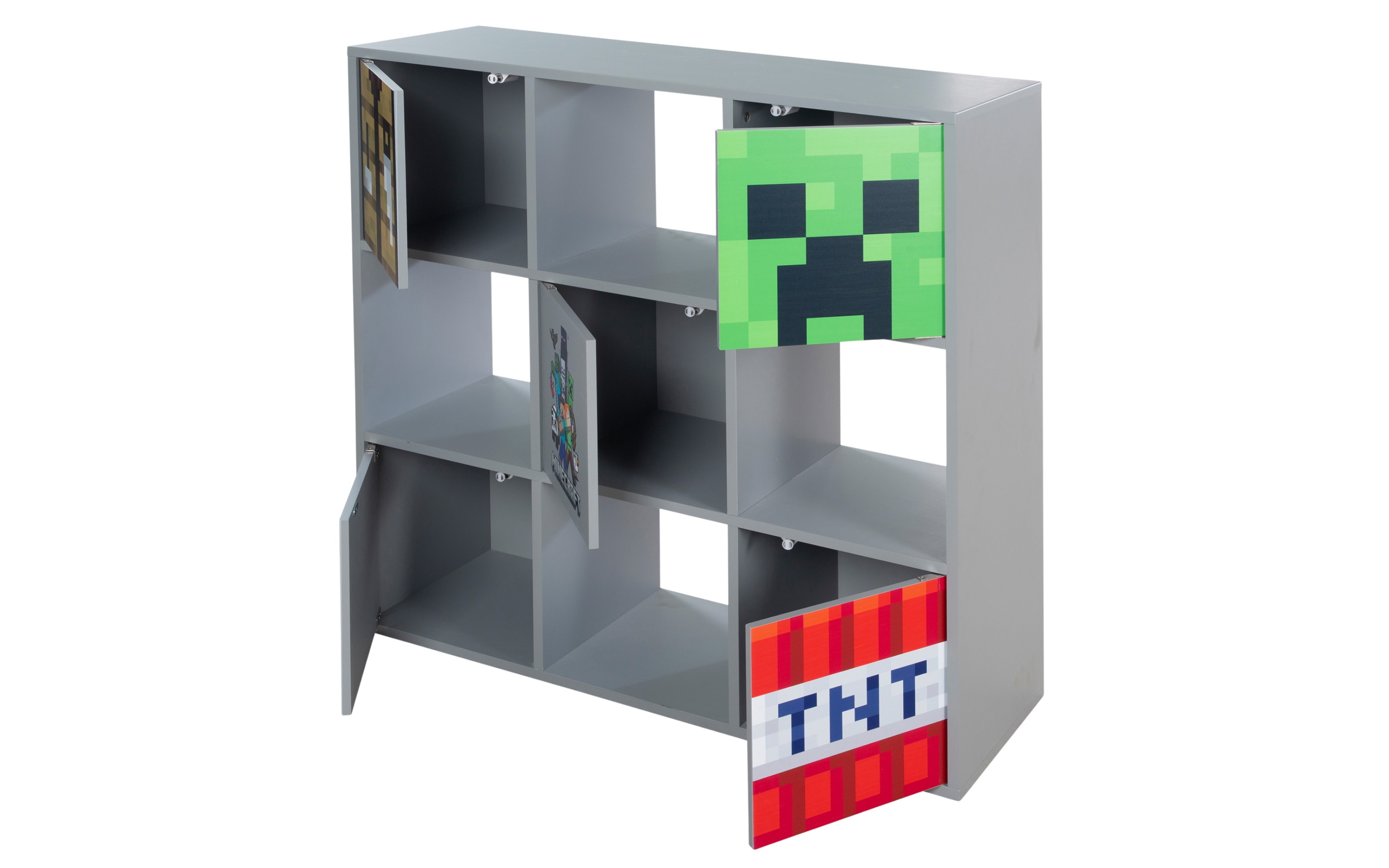 Minecraft Regal mit Türen, grau