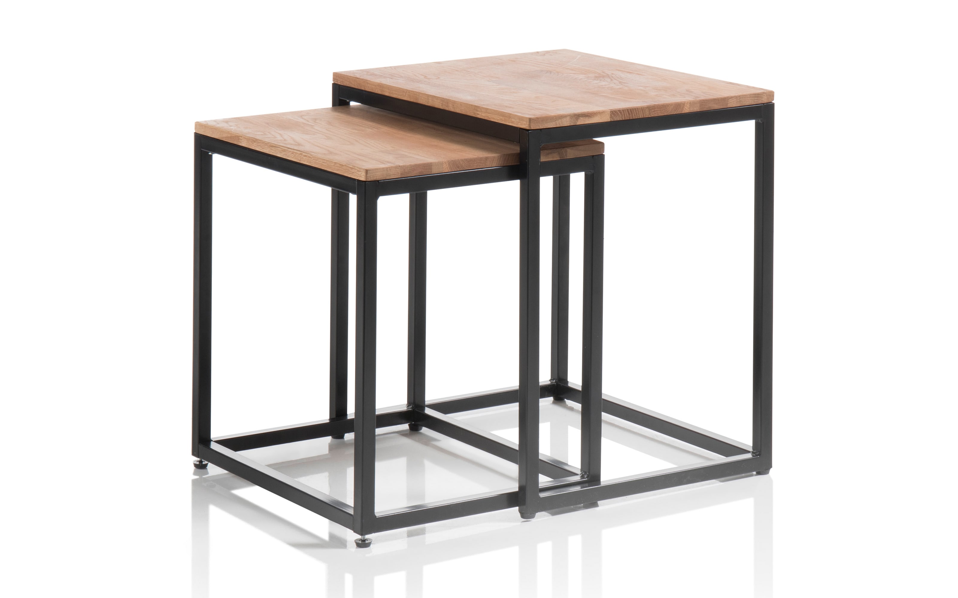 Couchtisch Sakura, Asteiche massiv/schwarz, 2er Set
