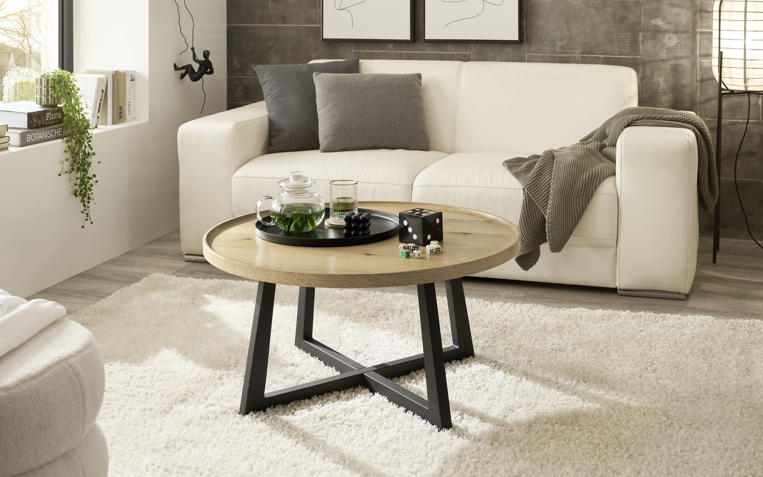 Couchtisch Casoria, Eiche massiv/Eiche furniert