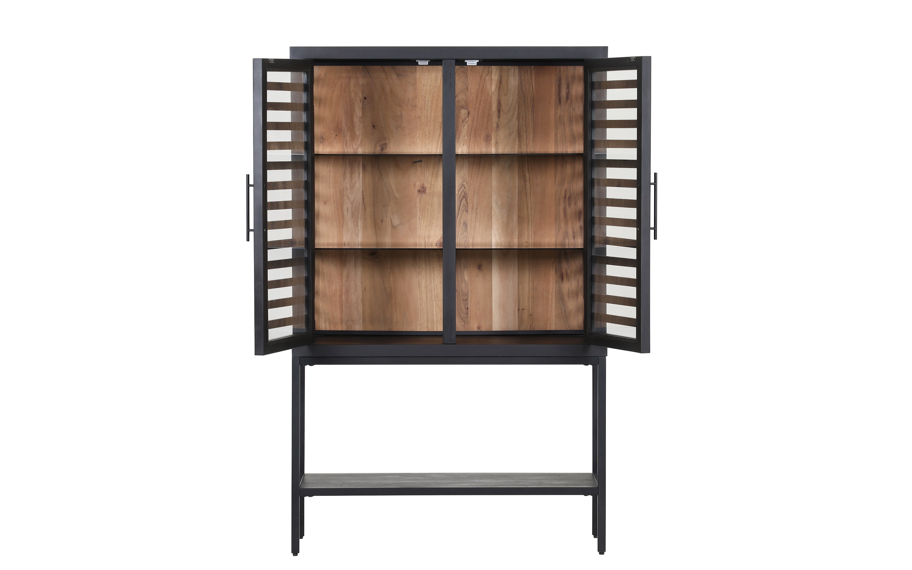 Vitrine Showcase, Akazie/schwarz, inkl. LED-Beleuchtung