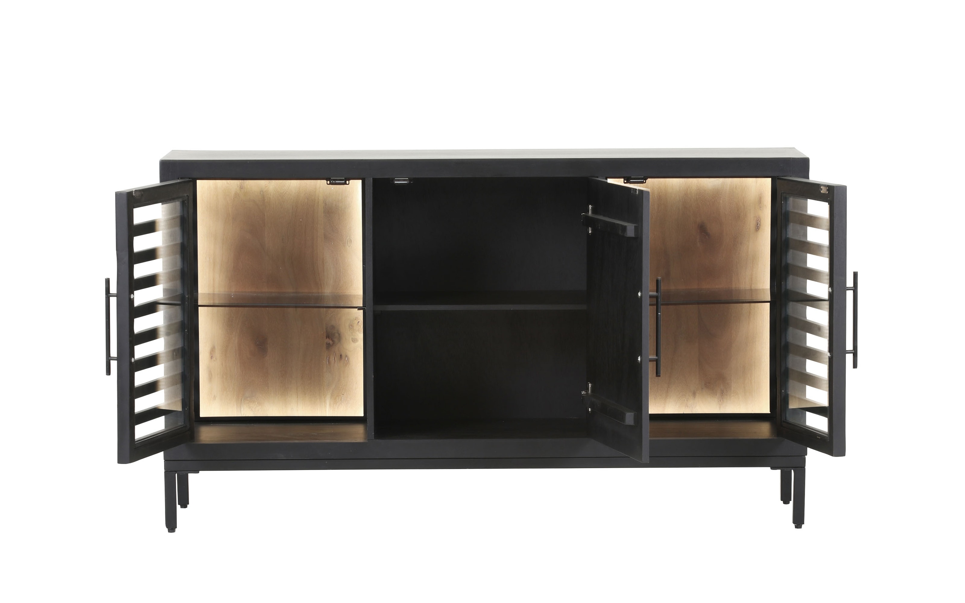 Sideboard  Showcase, Akazie/schwarz, inkl. LED-Beleuchtung