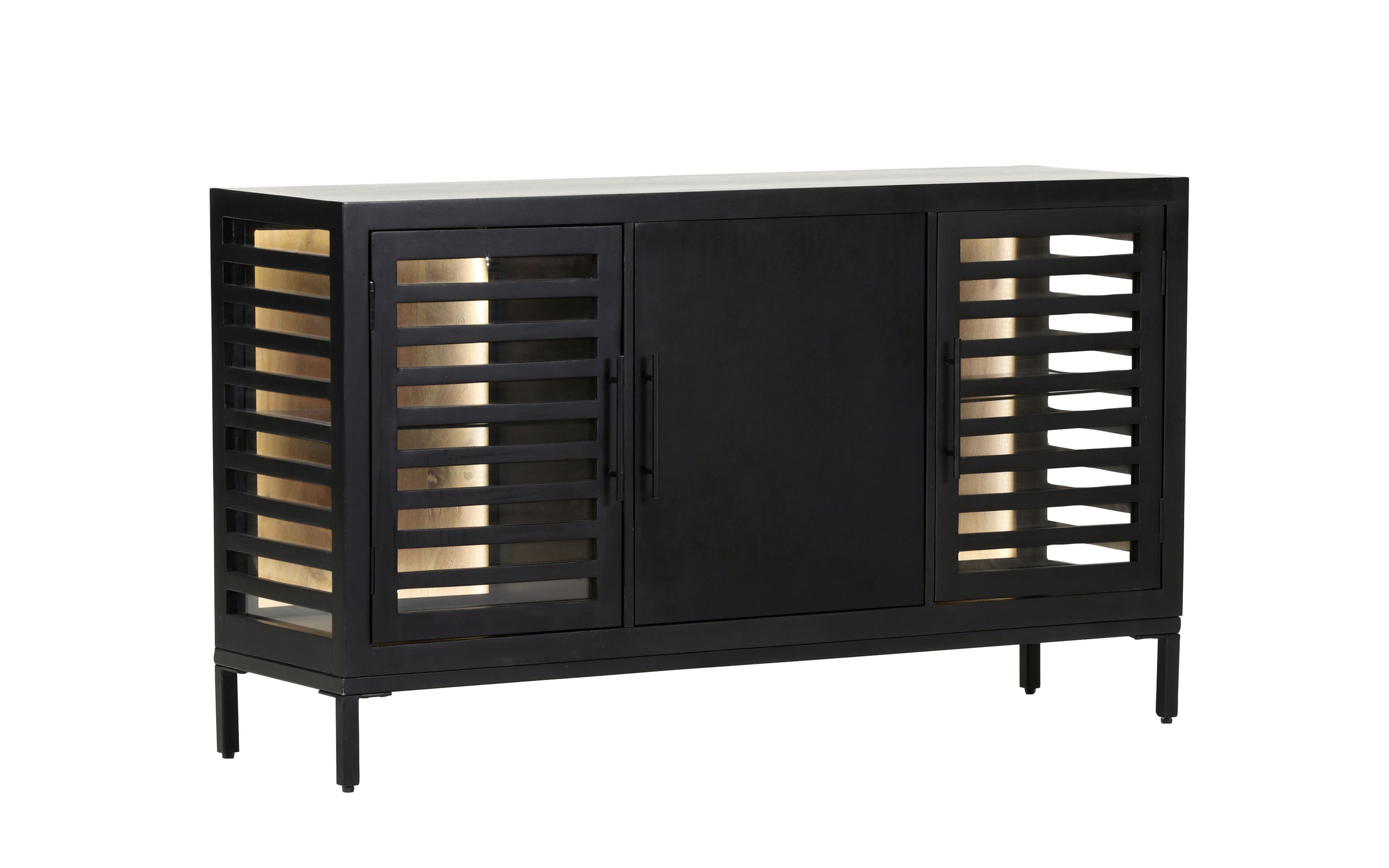 Sideboard  Showcase, Akazie/schwarz, inkl. LED-Beleuchtung