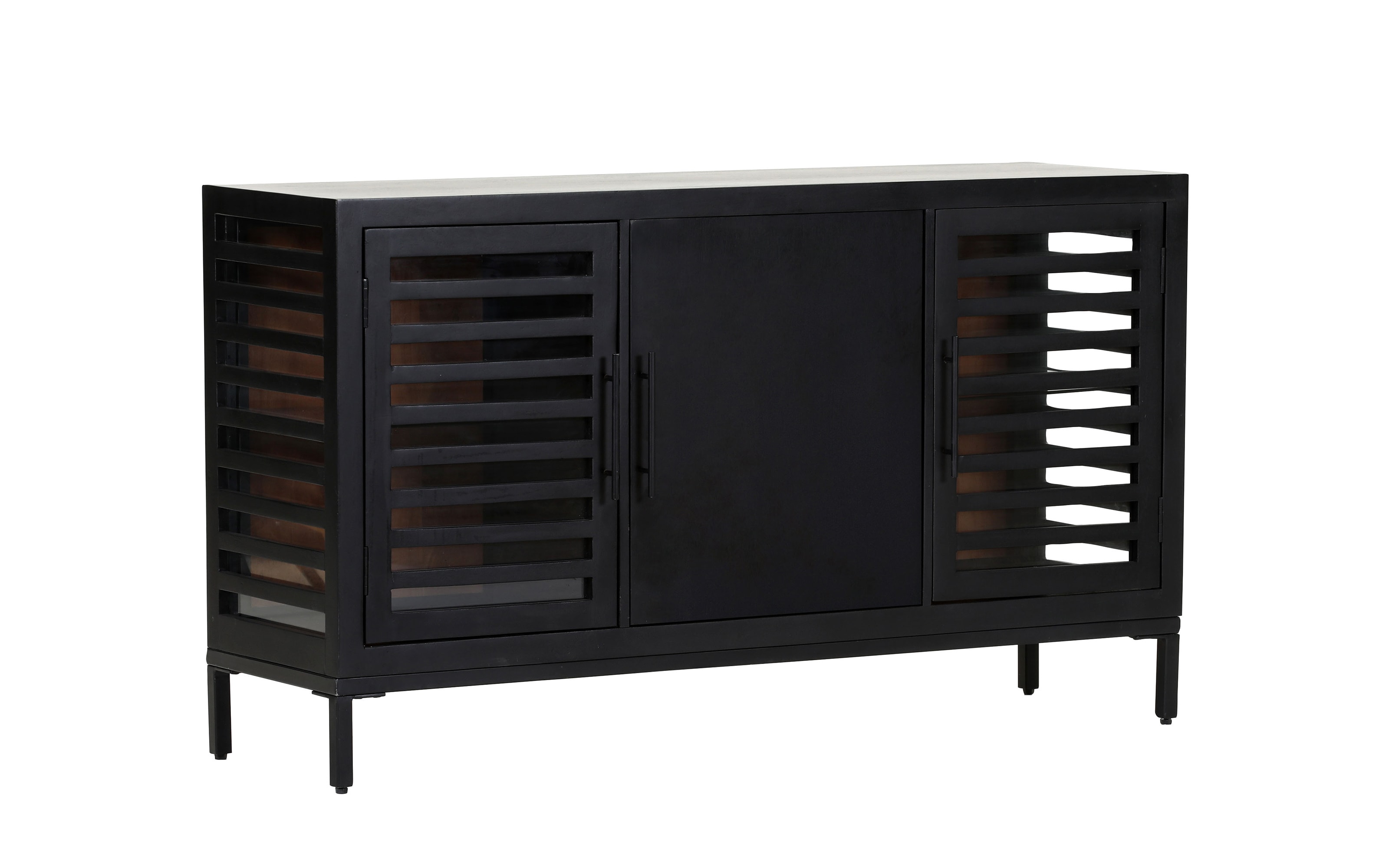 Sideboard  Showcase, Akazie/schwarz, inkl. LED-Beleuchtung