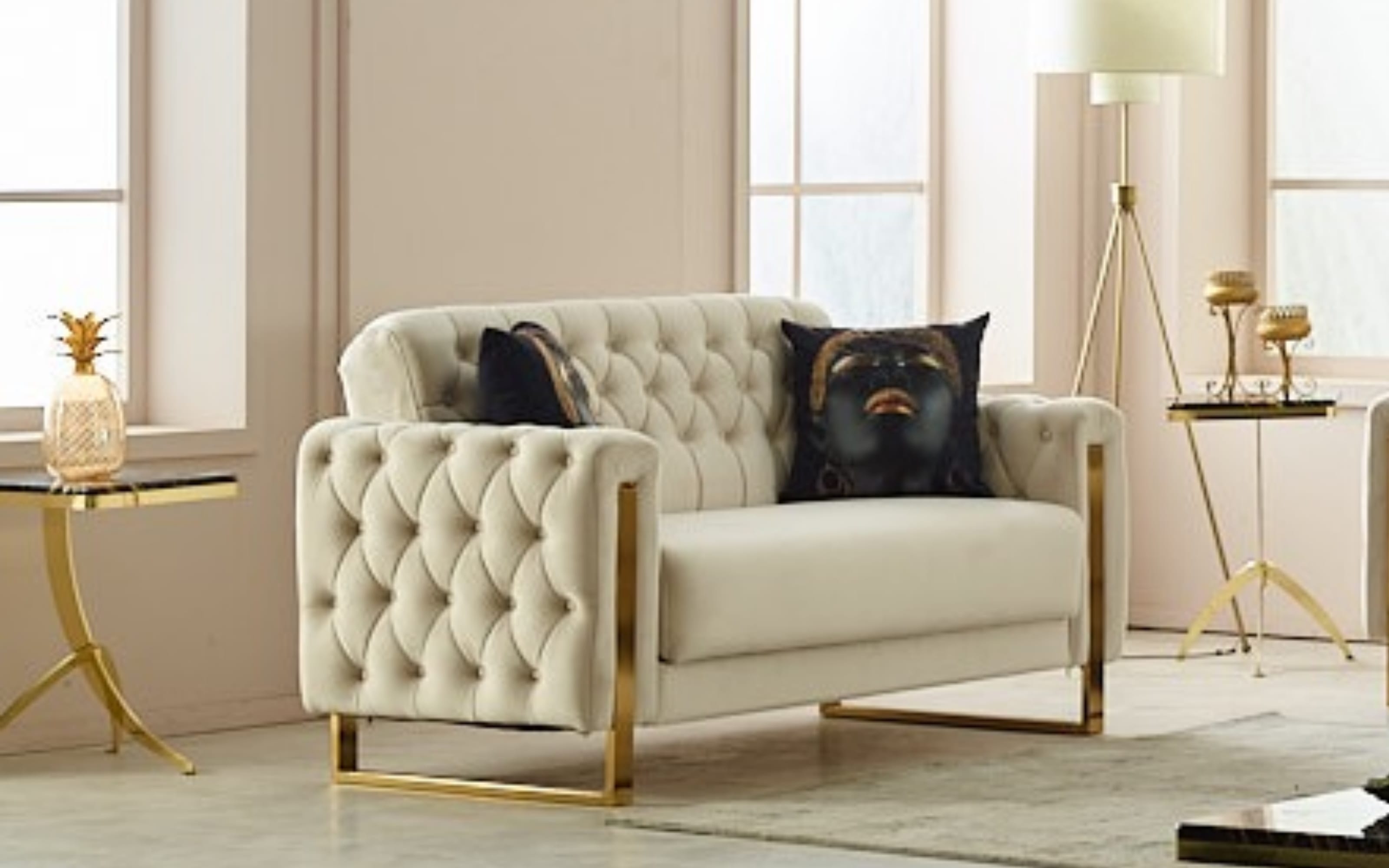 Kippsofa 2-Sitzer Crystal, creme, inkl. Kippfunktion