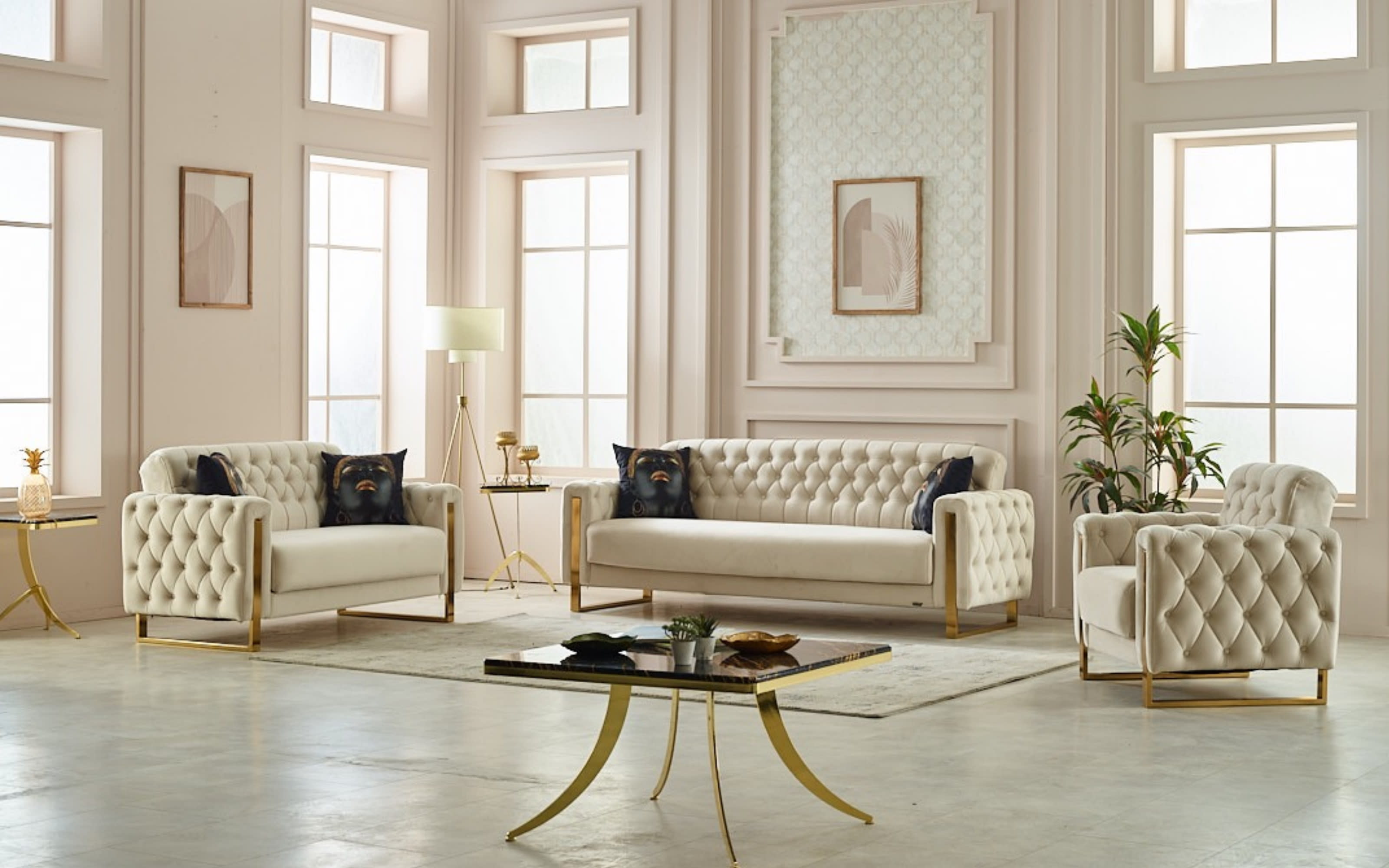 Kippsofa 2-Sitzer Crystal, creme, inkl. Kippfunktion