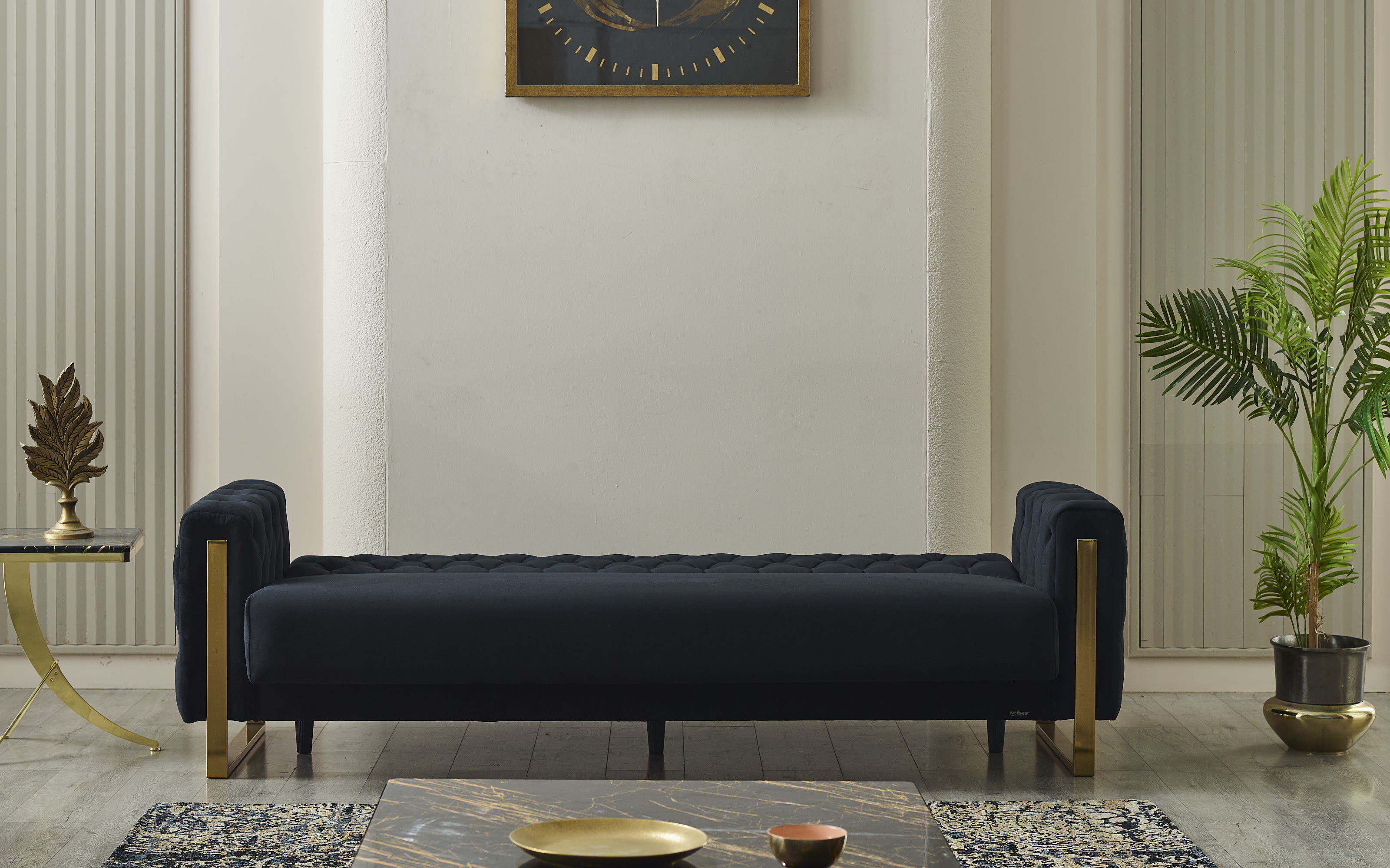 Kippsofa 3-Sitzer Crystal, schwarz, inkl. Kippfunktion