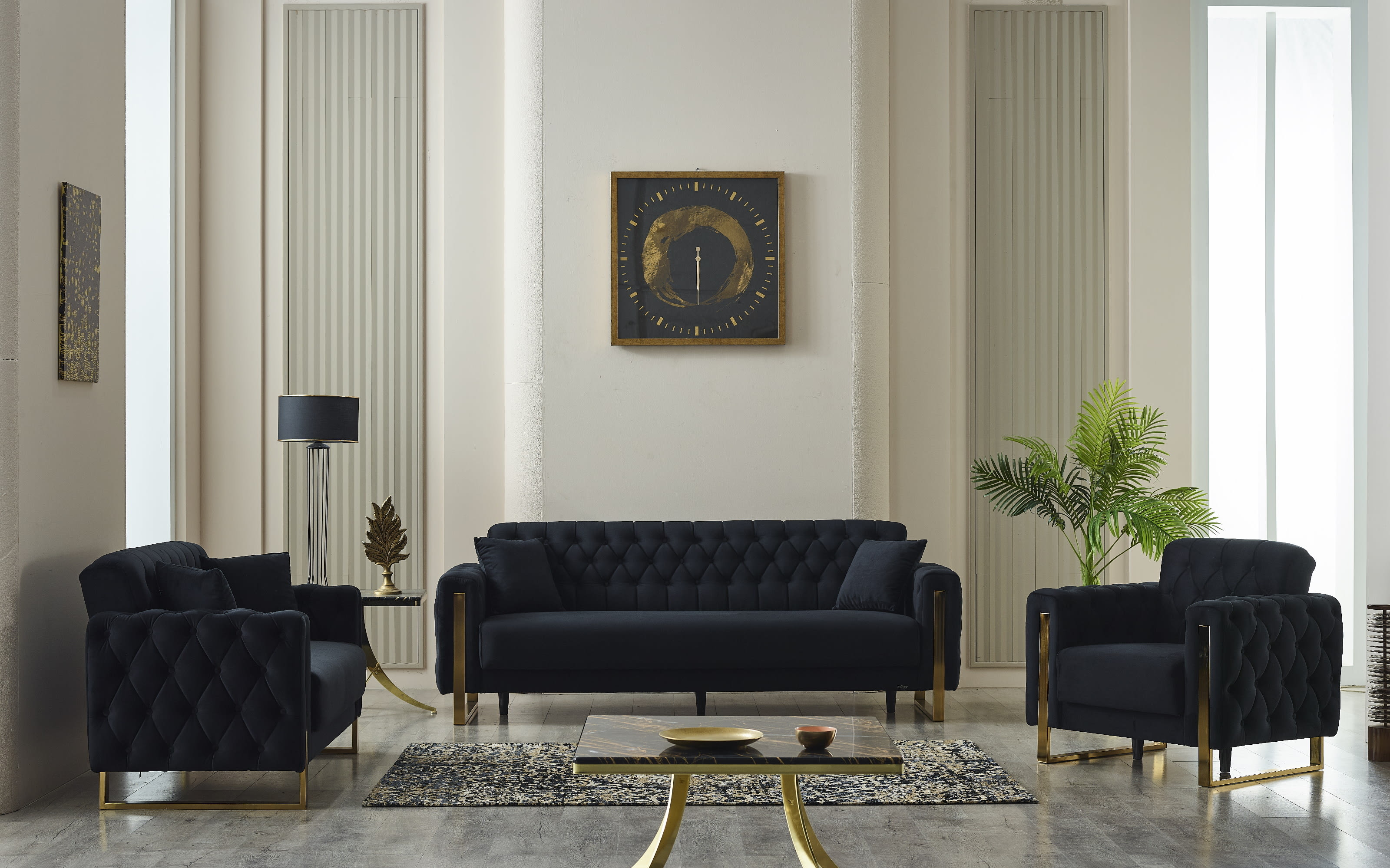 Kippsofa 3-Sitzer Crystal, schwarz, inkl. Kippfunktion