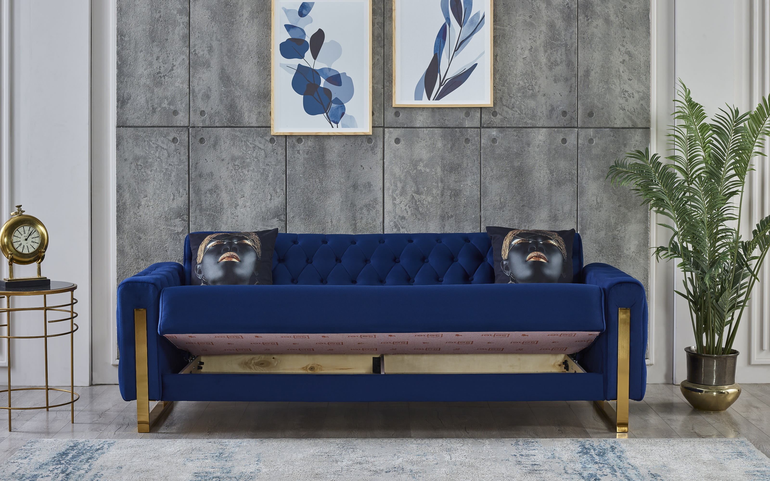 Kippsofa 3-Sitzer Crystal, blau, inkl. Kippfunktion