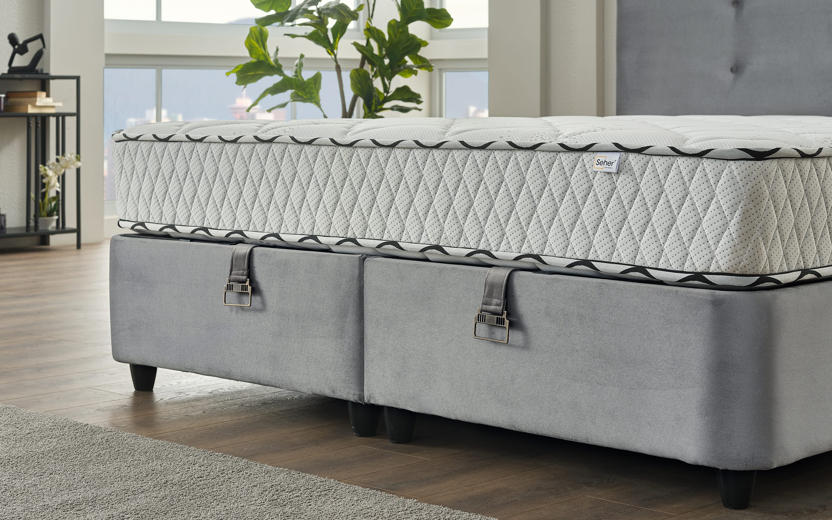 Polsterbett Almila, grau, 180 x 200 cm