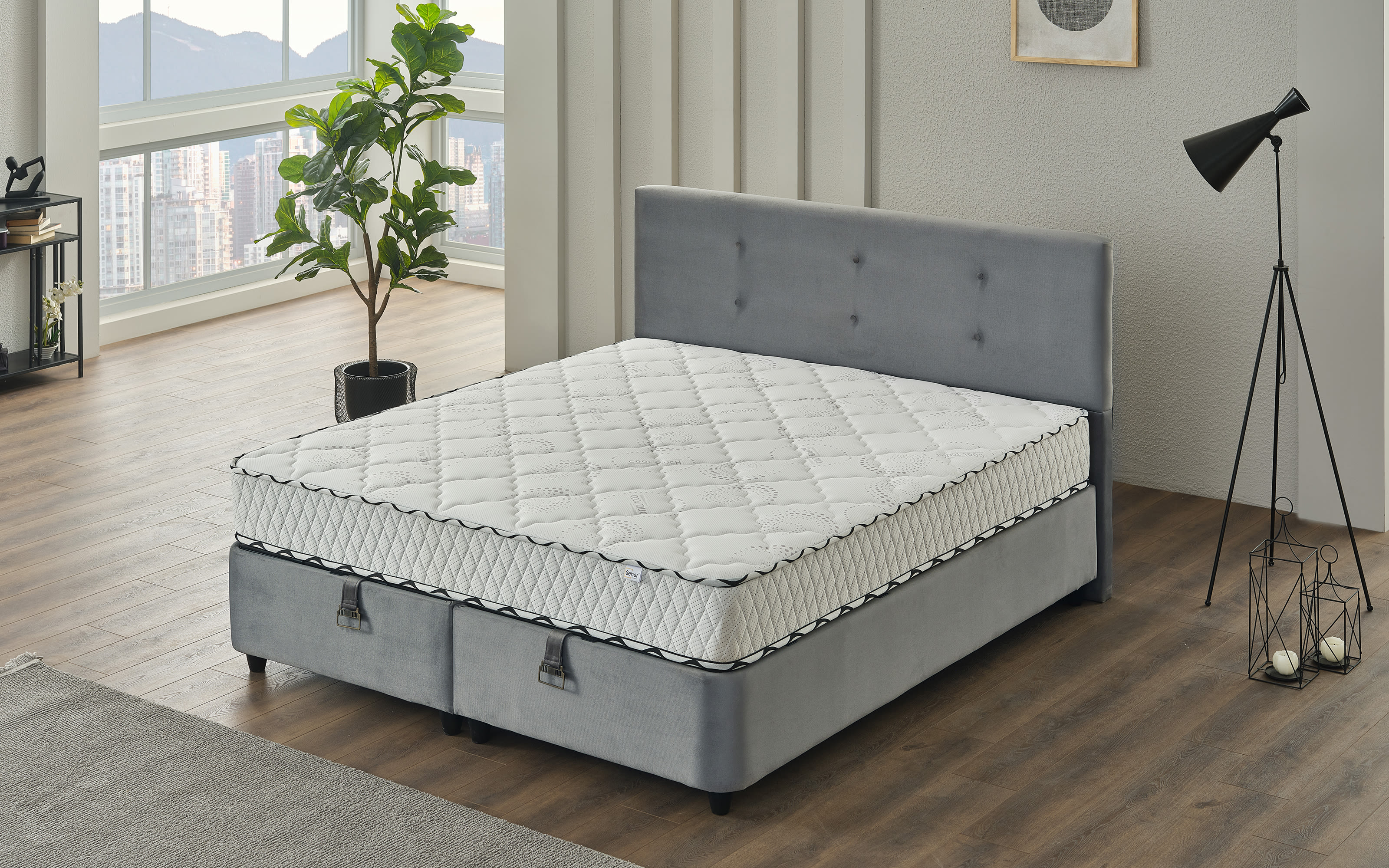 Polsterbett Almila, grau, 180 x 200 cm