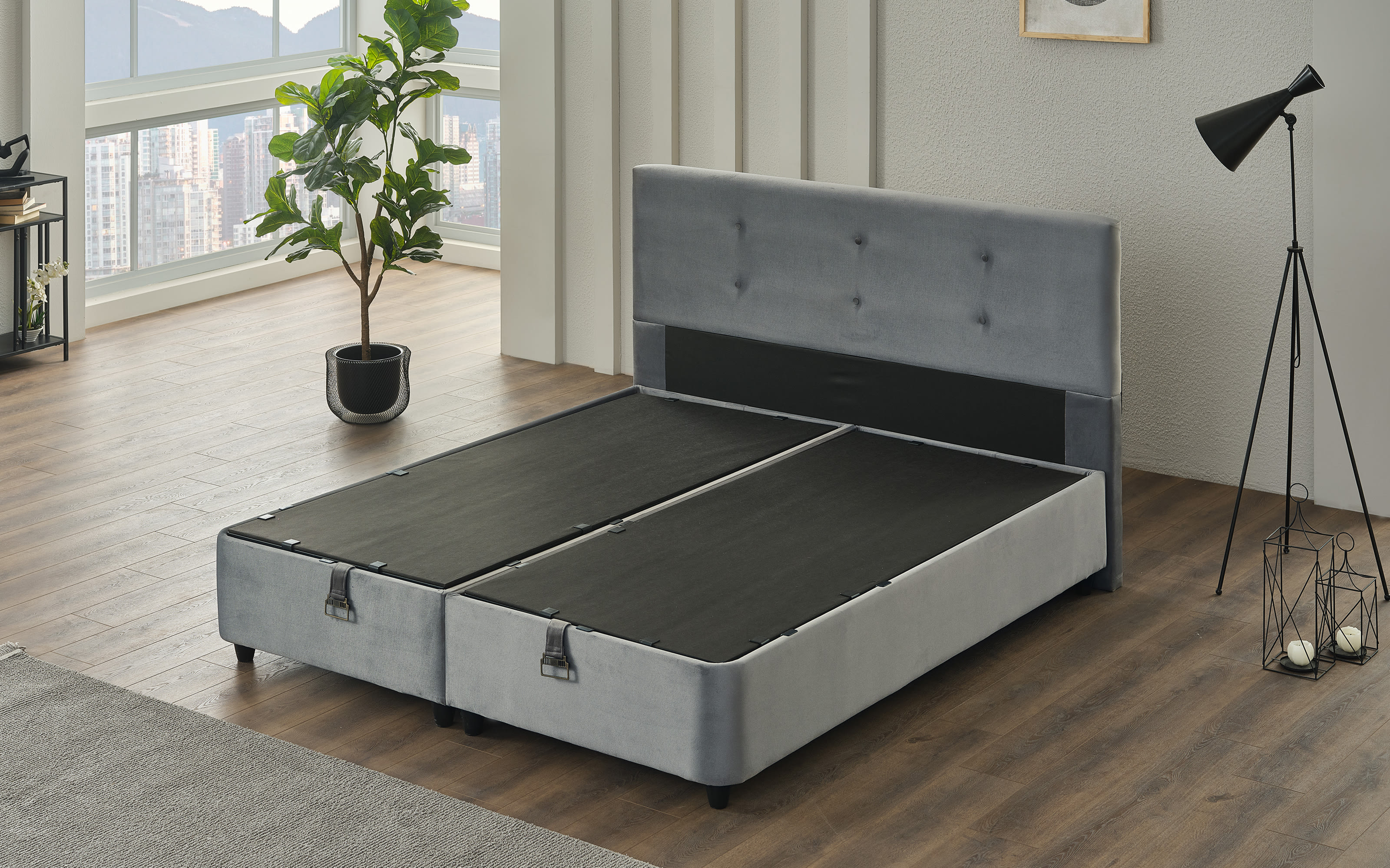 Polsterbett Almila, grau, 180 x 200 cm