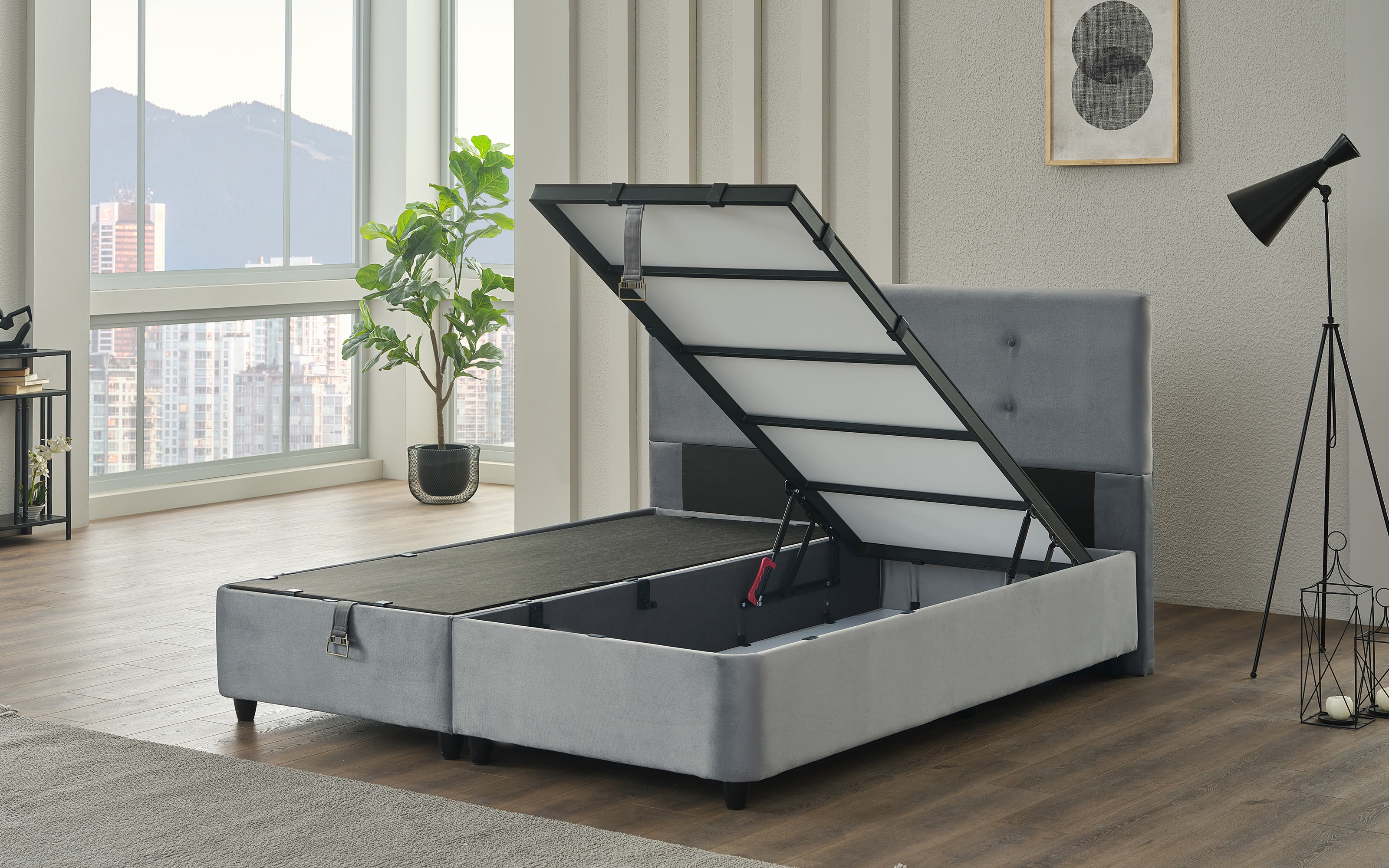 Polsterbett Almila, grau, 180 x 200 cm