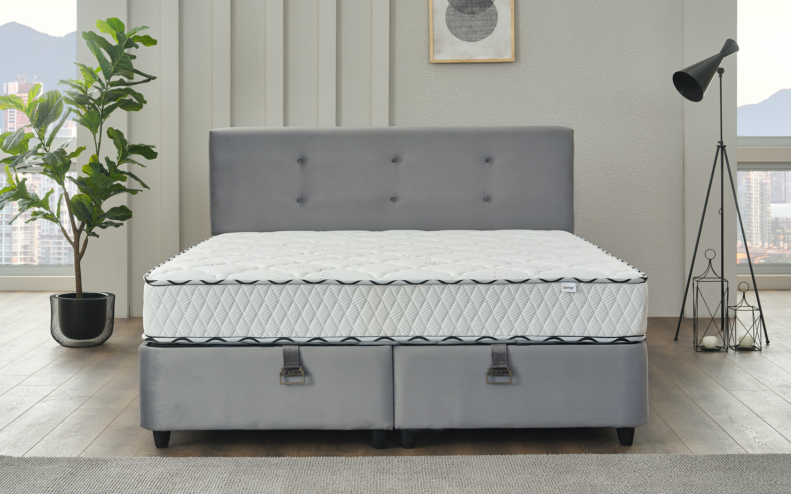 Polsterbett Almila, grau, 180 x 200 cm