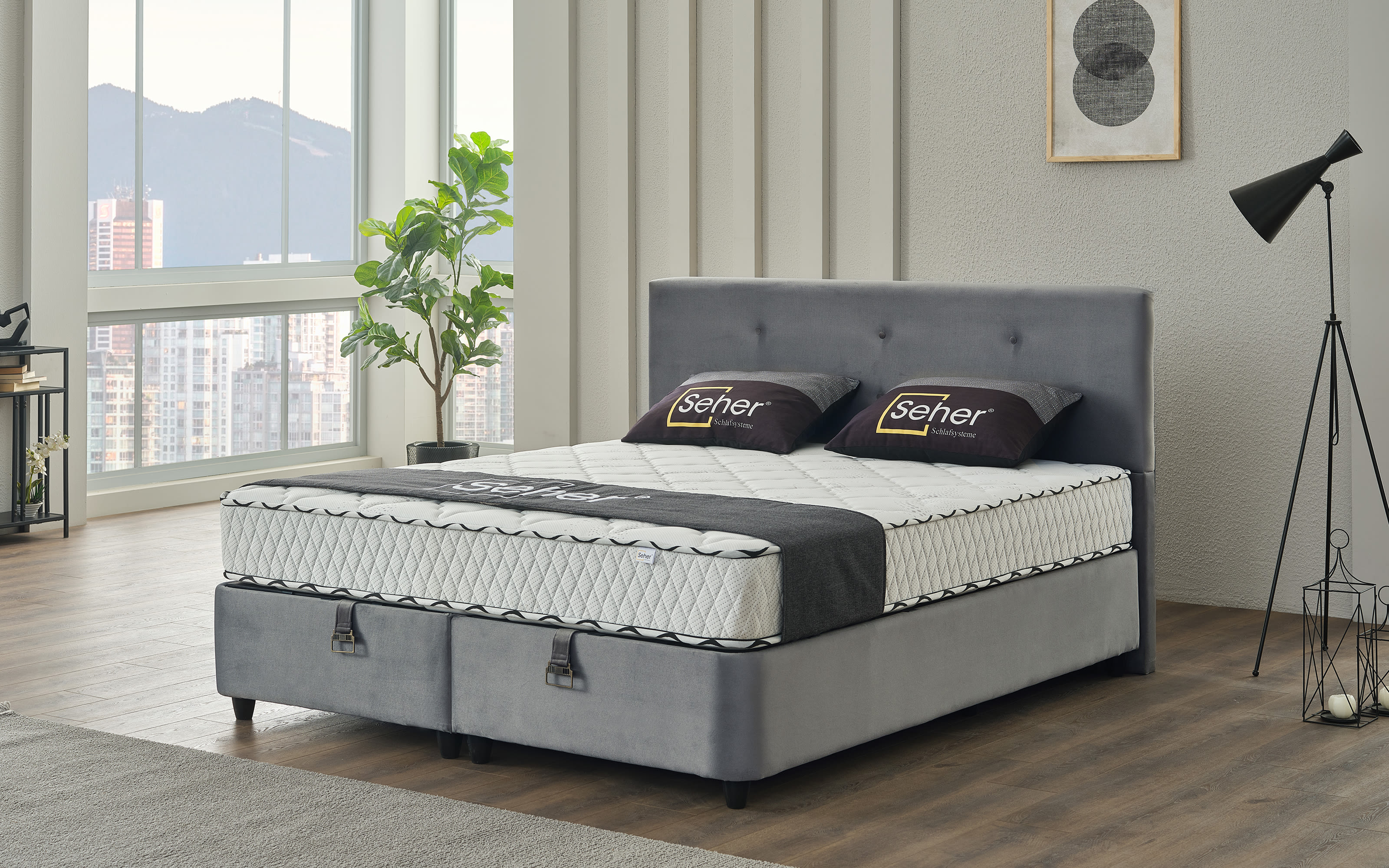 Polsterbett Almila, grau, 180 x 200 cm