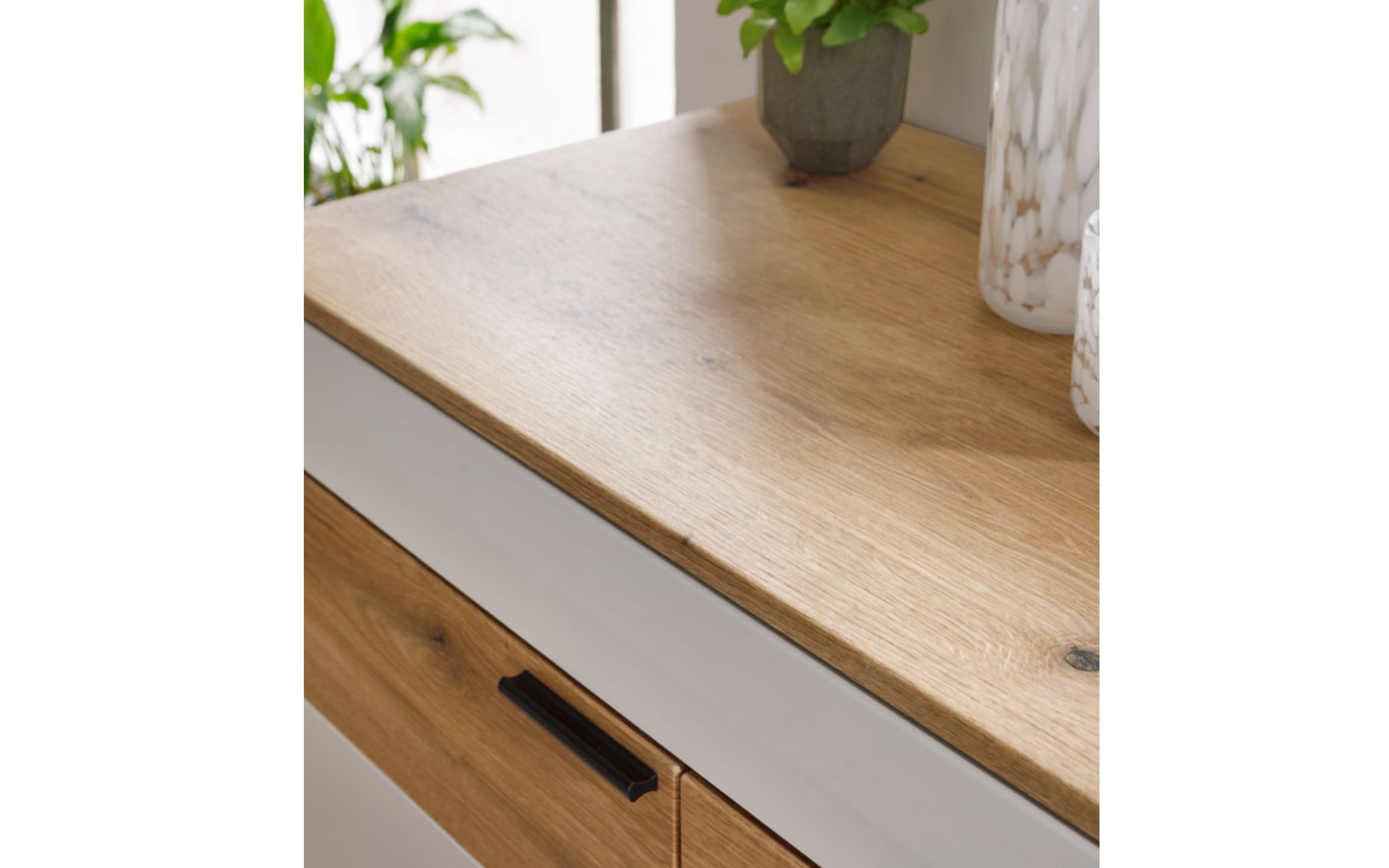 Sideboard Torano, lightgrey supermatt, Coast Evoke Eiche Nachbildung